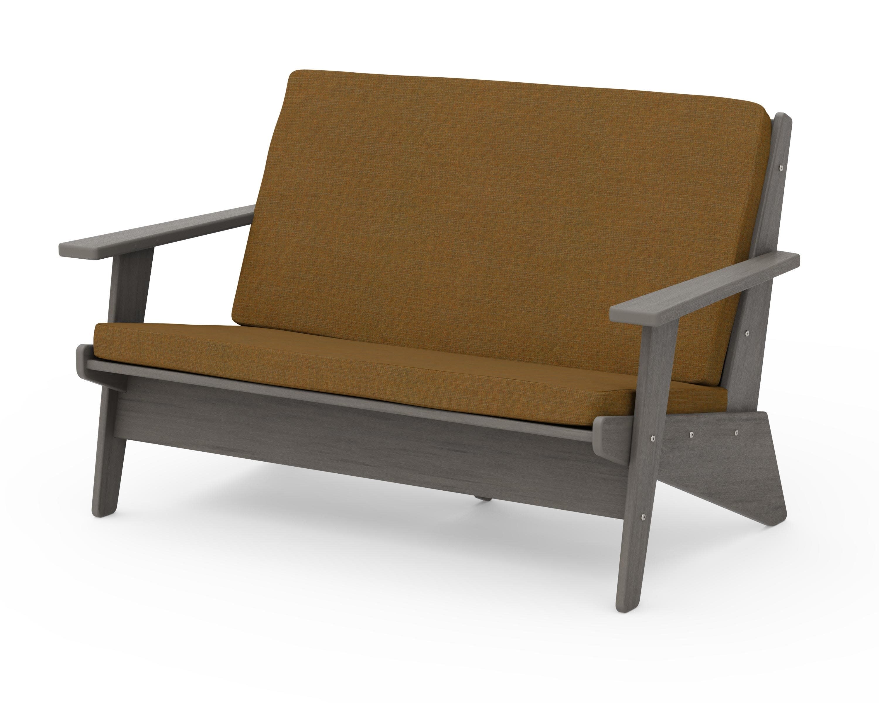 Riviera Modern Lounge Loveseat in Driftwood / Exhale Teak