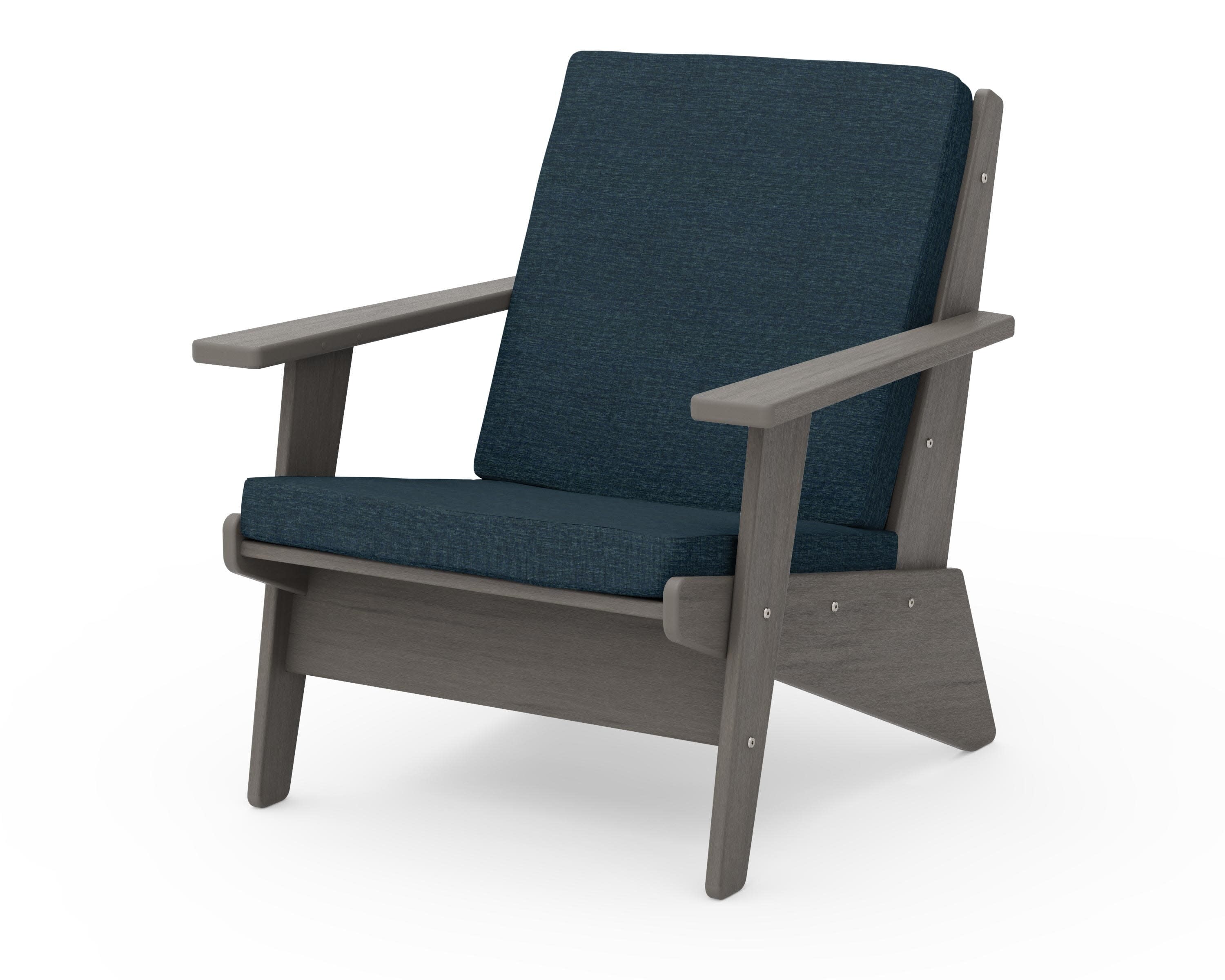 Riviera Modern Lounge Chair in Driftwood / Platform Indigo