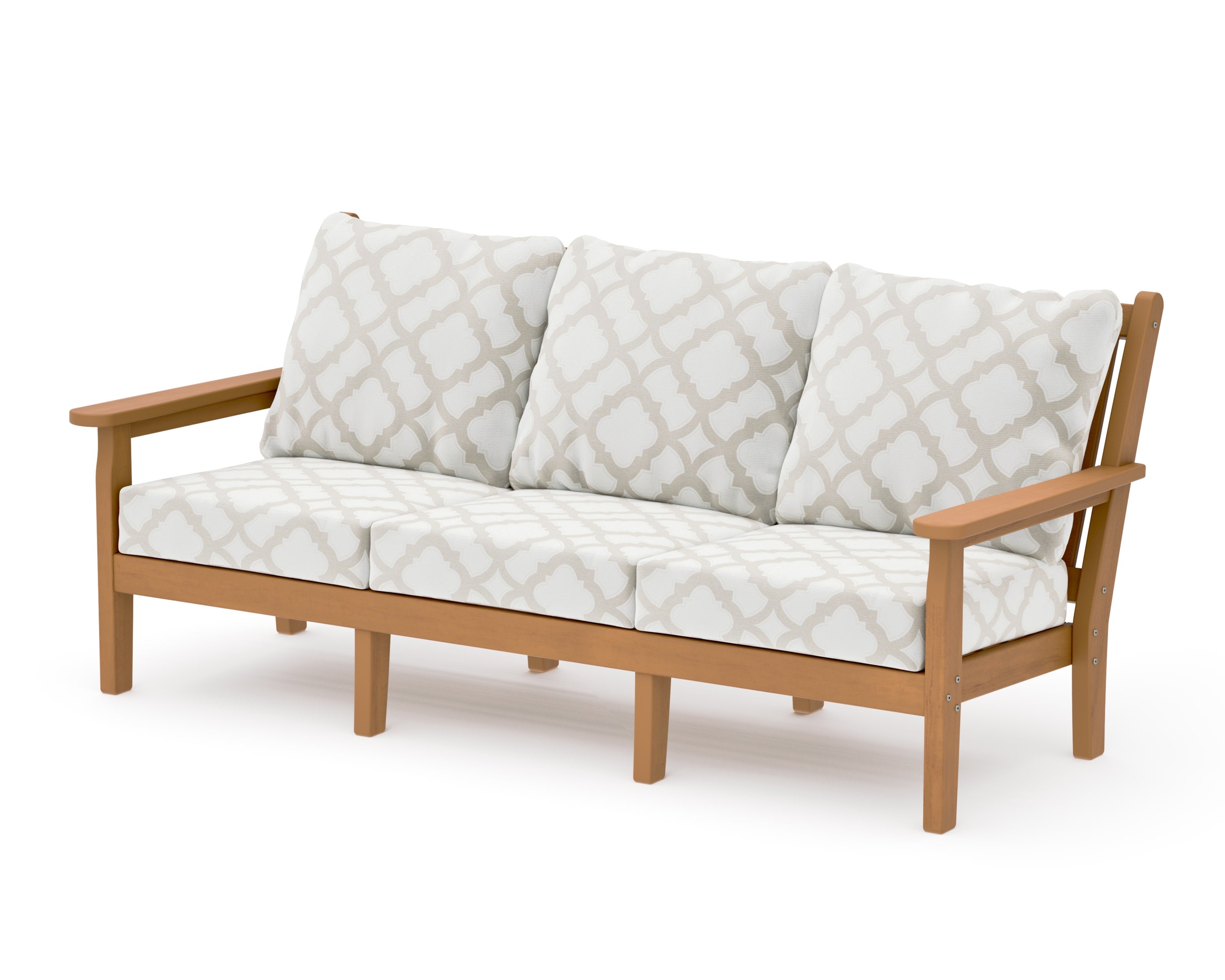 Chippendale Deep Seating Sofa in Natural / Trellis Dune Burlap