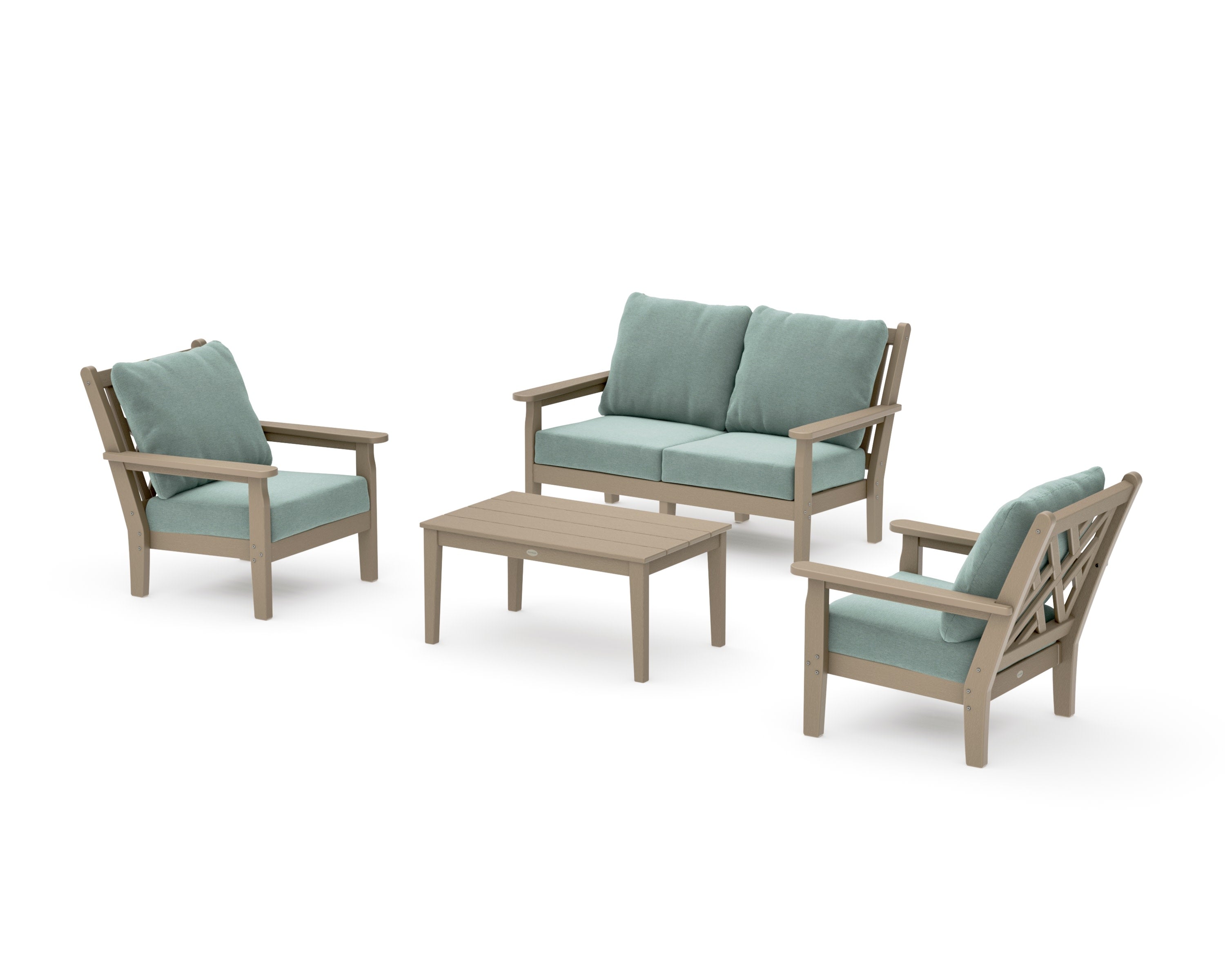 Chippendale 4-Piece Deep Seating Set with Loveseat in Vintage Sahara / Glacier Spa