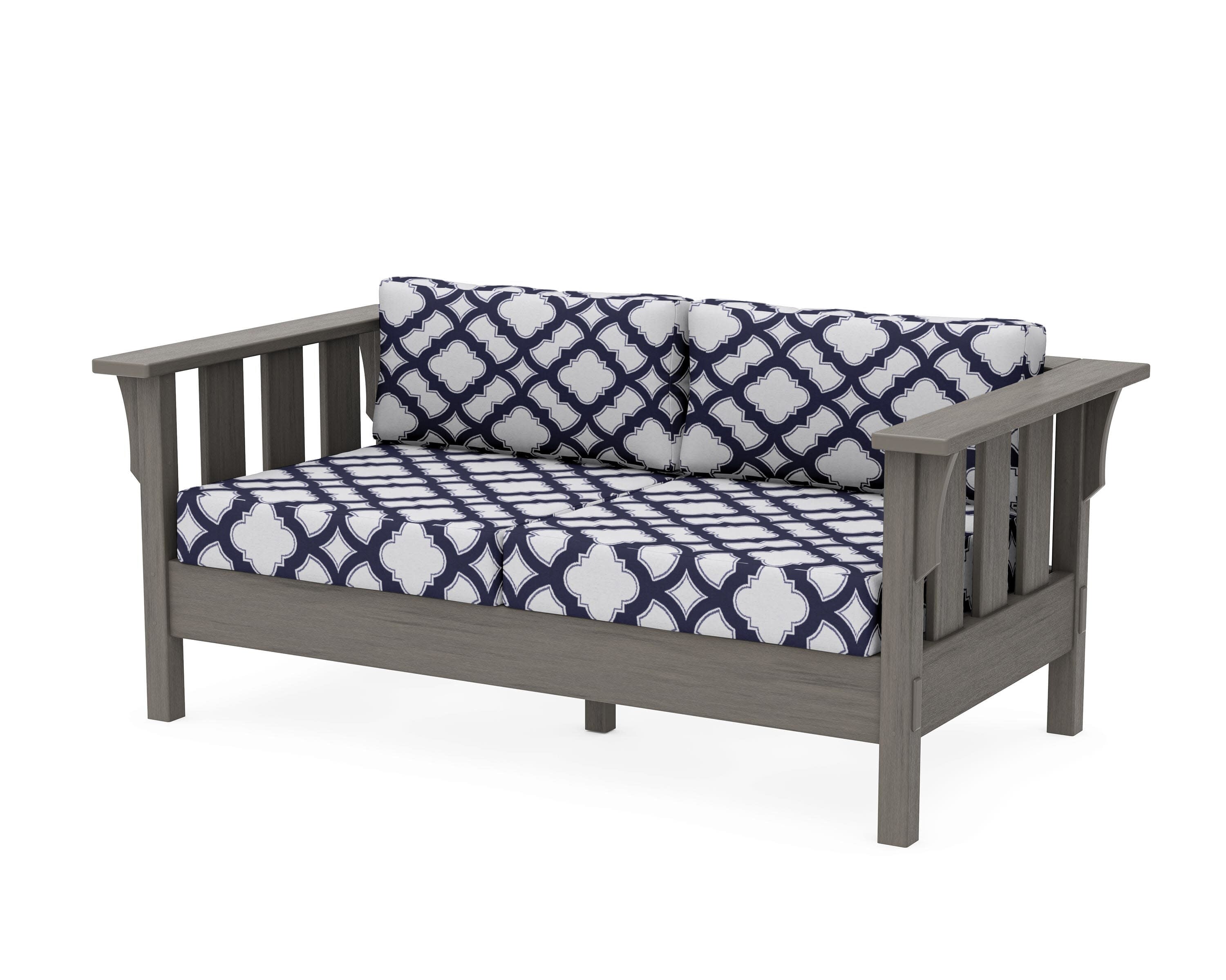 Acadia Deep Seating Loveseat in Driftwood / Trellis Navy