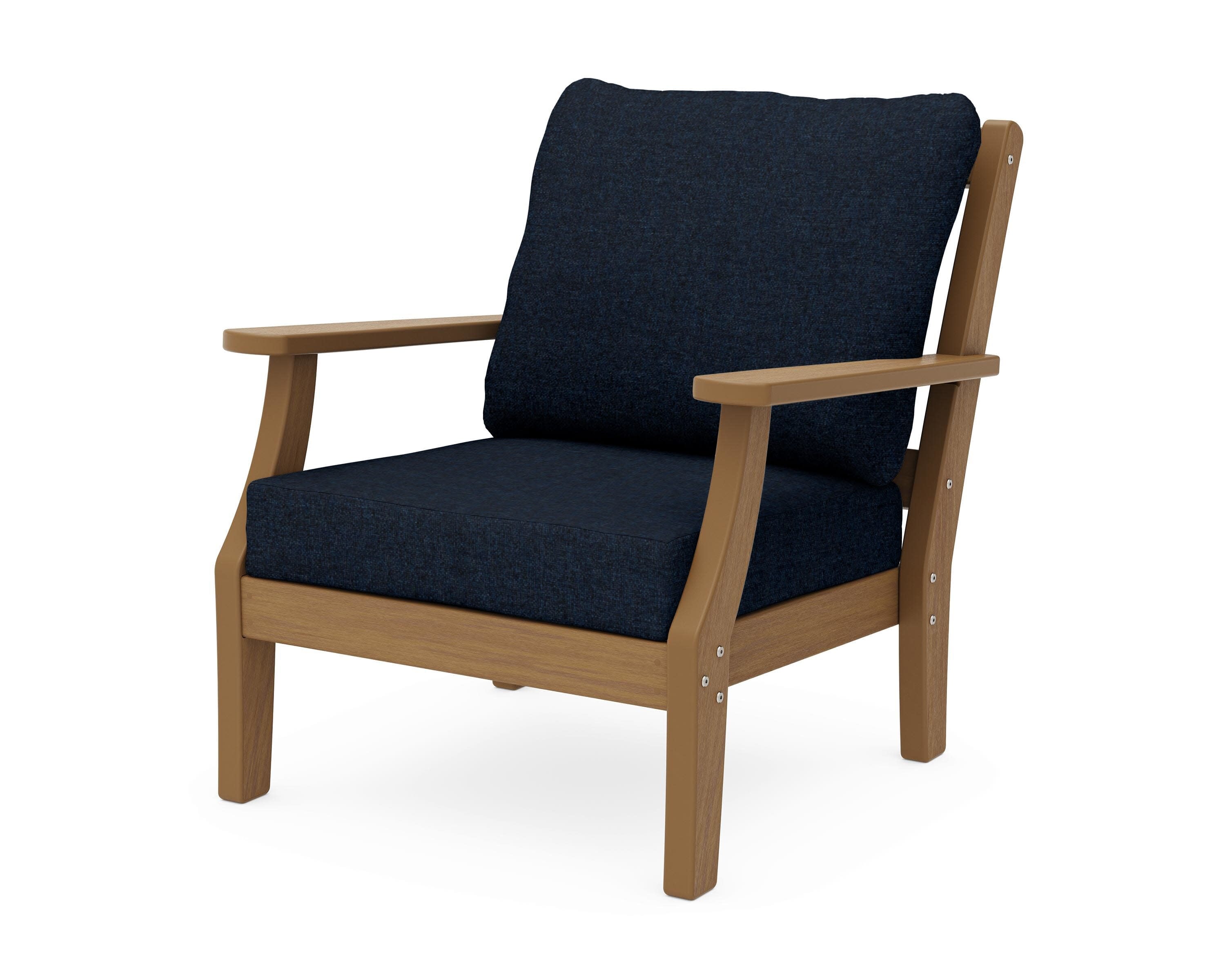Chinoiserie Deep Seating Chair in Natural / Marine Indigo