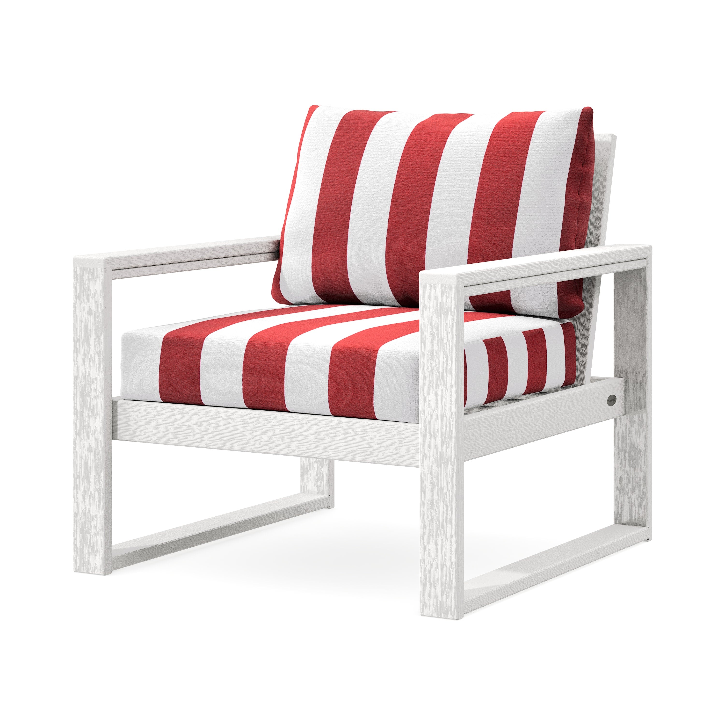 EDGE Club Chair in Vintage White / Cabana Stripe Crimson