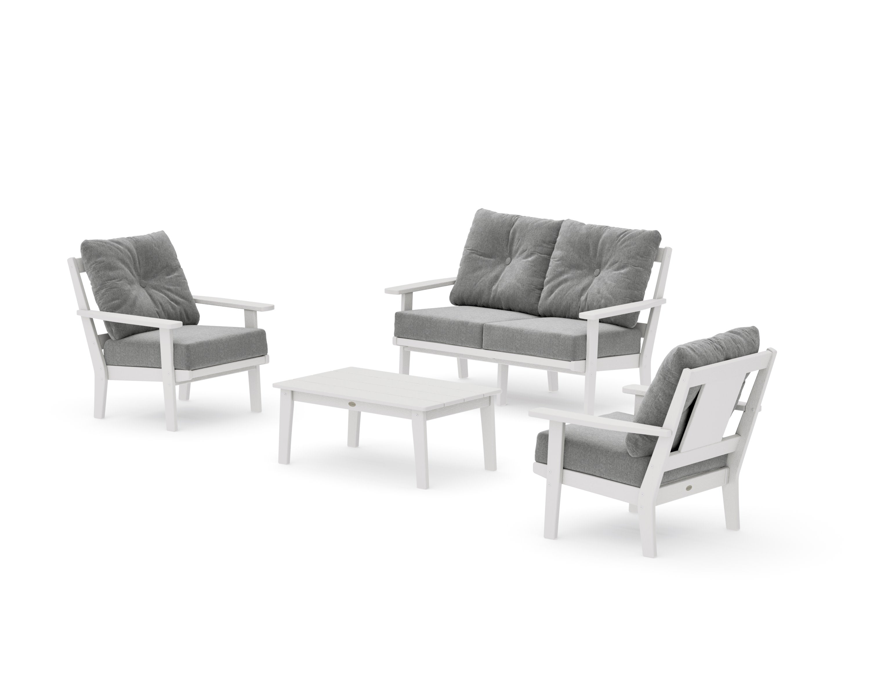 Prairie 4-Piece Deep Seating Set with Loveseat in Vintage White / Grey Mist