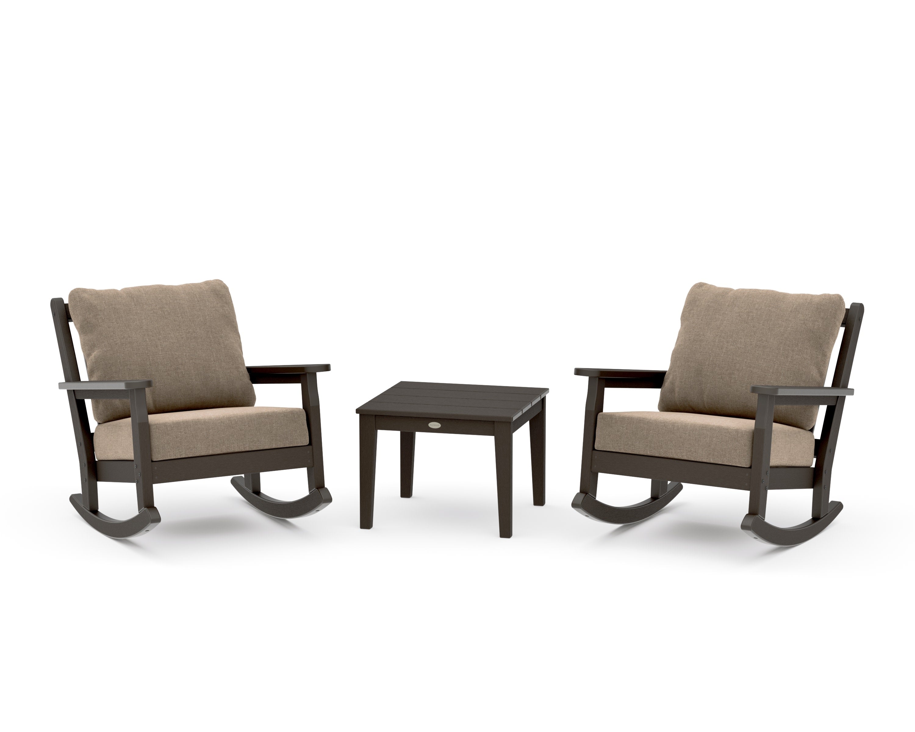 Chippendale 3-Piece Deep Seating Rocker Set in Vintage Coffee / Spiced Burlap
