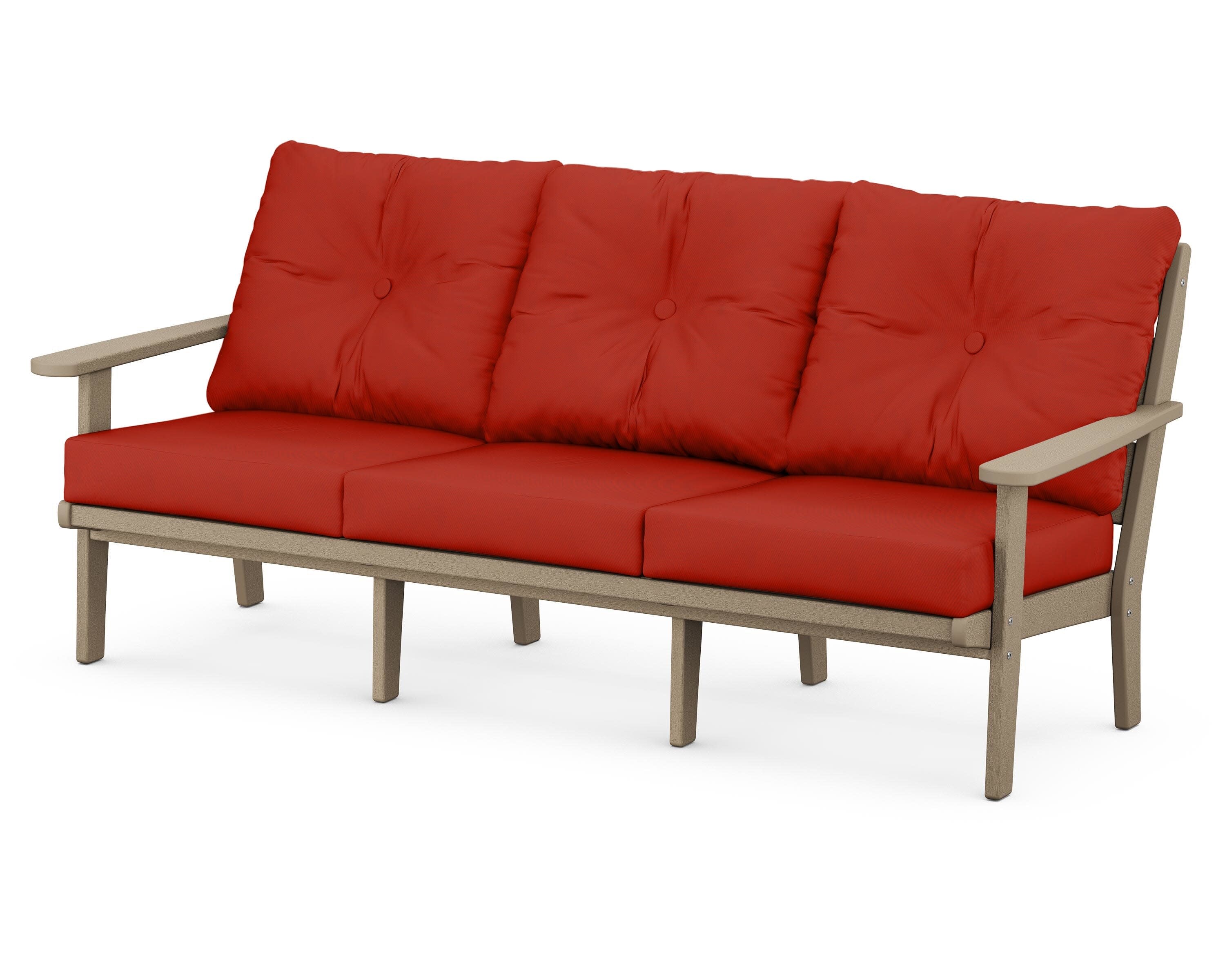 Lakeside Deep Seating Sofa in Vintage Sahara / Canvas Jockey Red