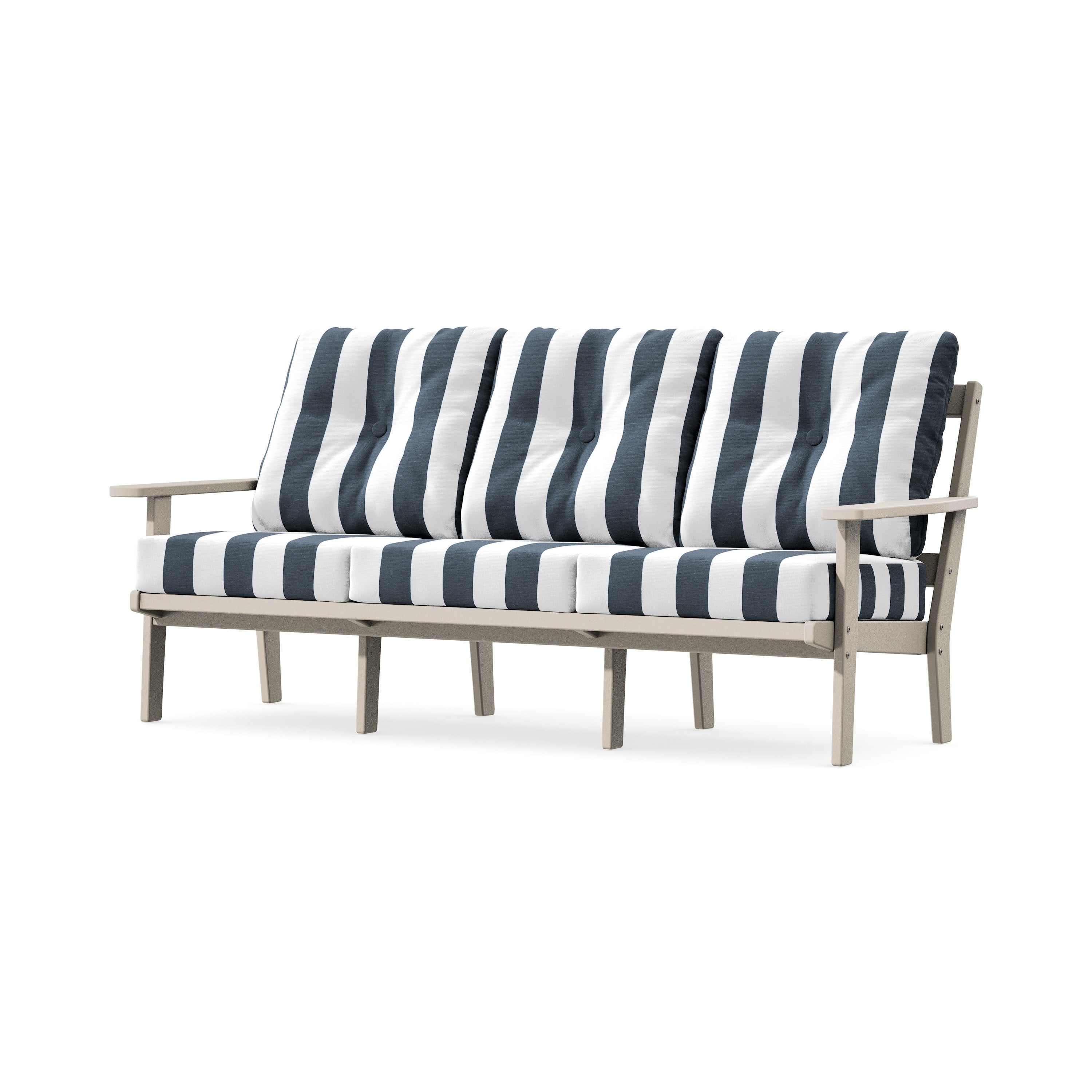 Oxford Deep Seating Sofa in Sand / Cabana Stripe Marine Indigo