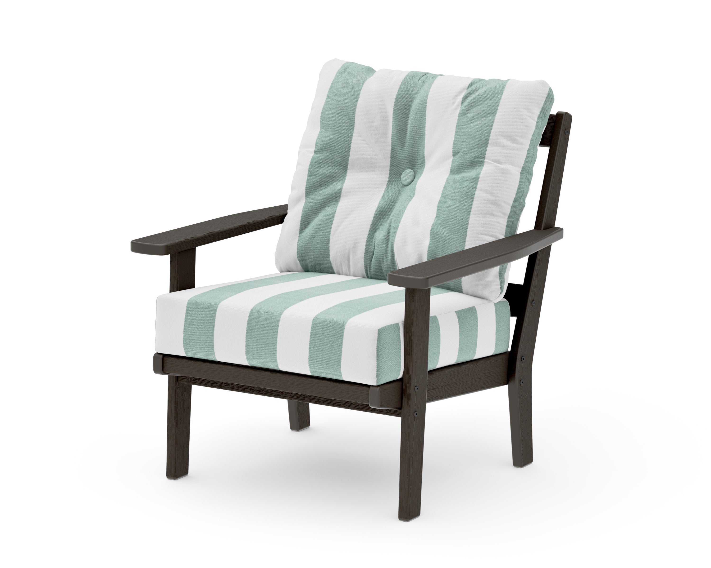 Prairie Deep Seating Chair in Vintage Coffee / Cabana Stripe Glacier Spa