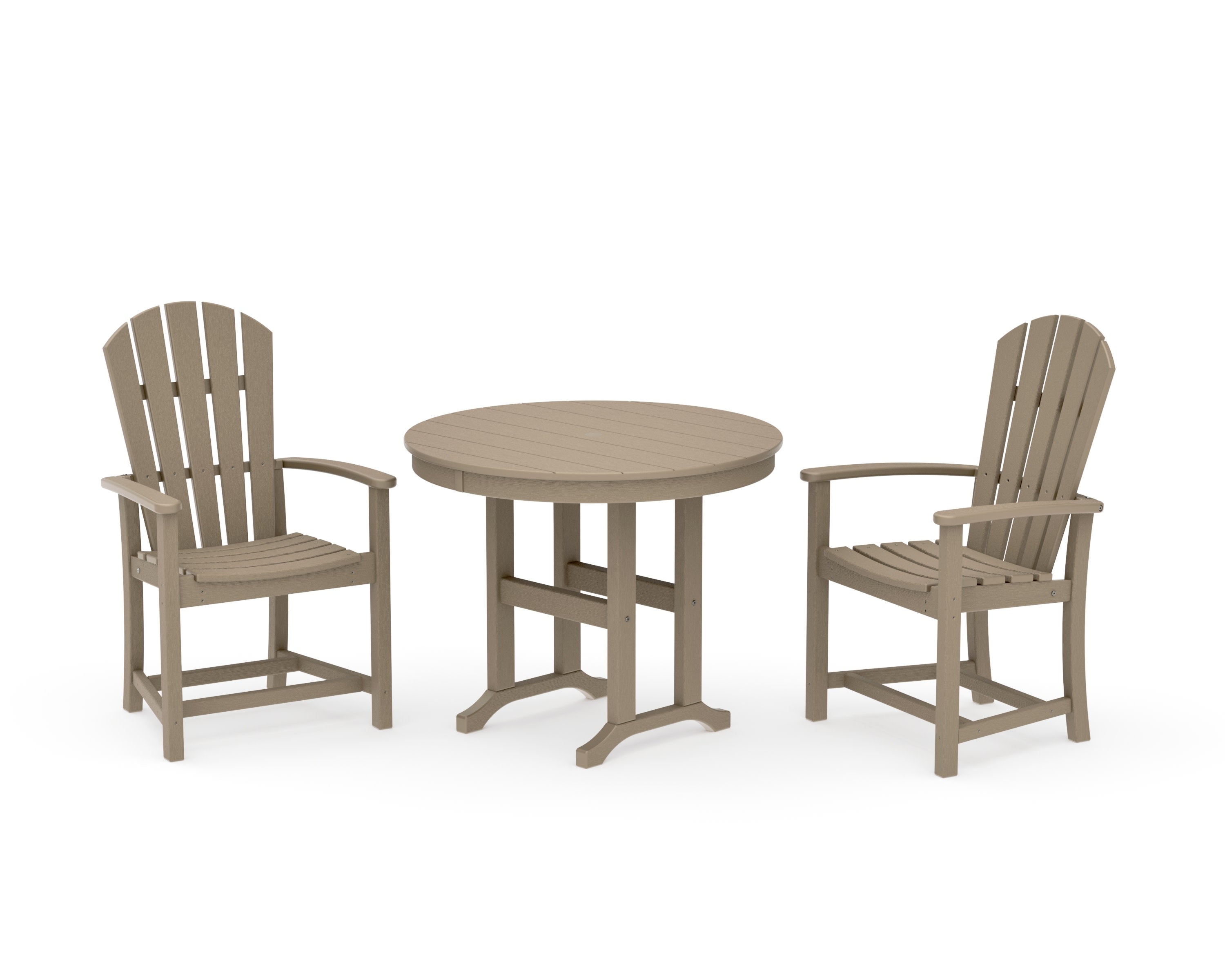 Palm Coast 3-Piece Round Farmhouse Dining Set in Vintage Sahara