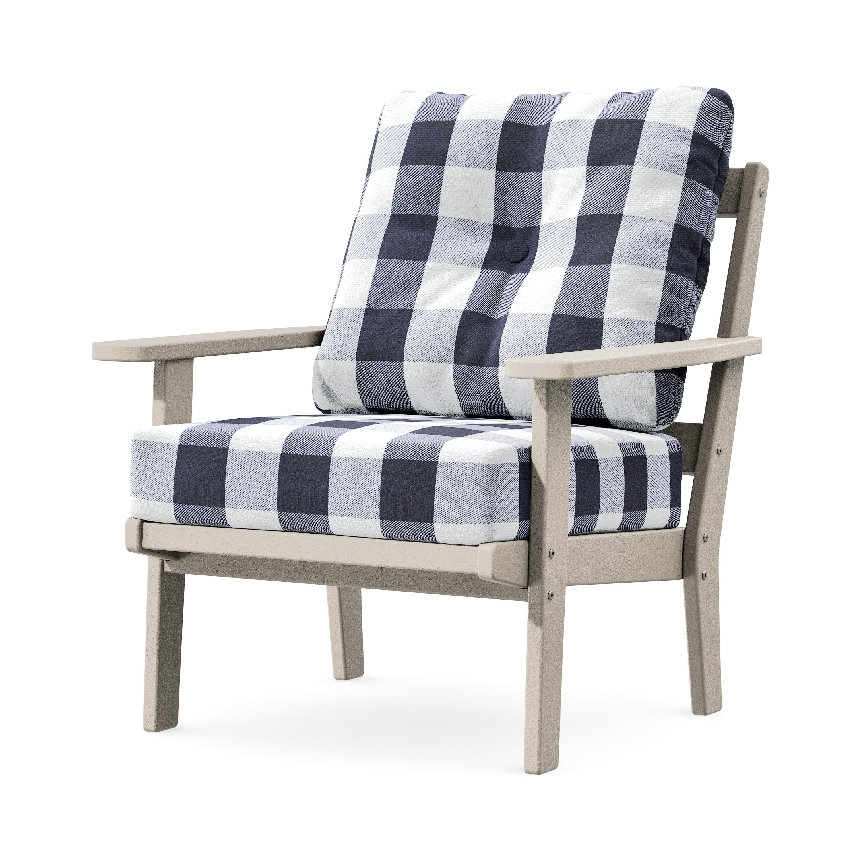 Prairie Deep Seating Chair in Sand / Buffalo Plaid Navy