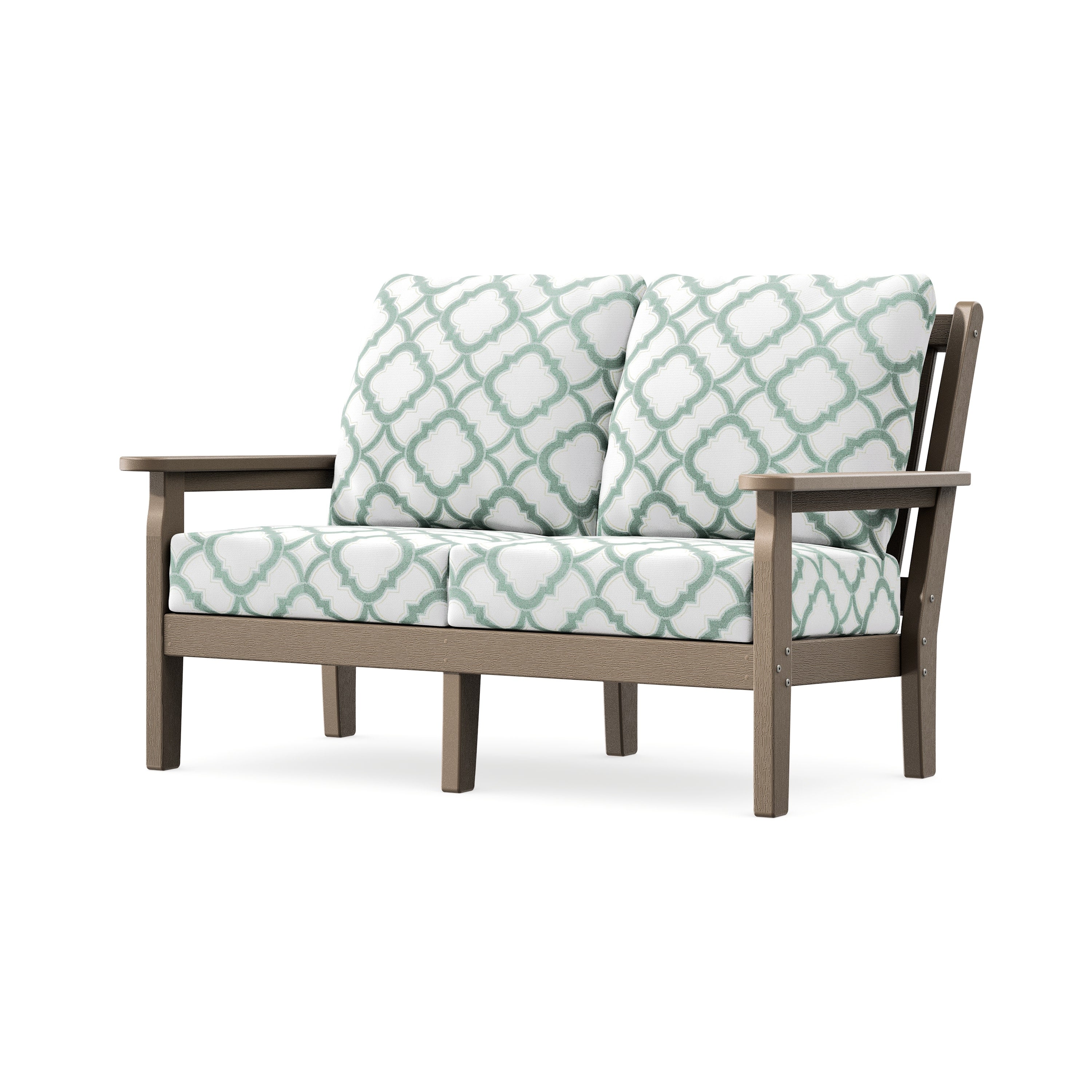 Chippendale Deep Seating Loveseat in Vintage Sahara / Trellis Glacier Spa