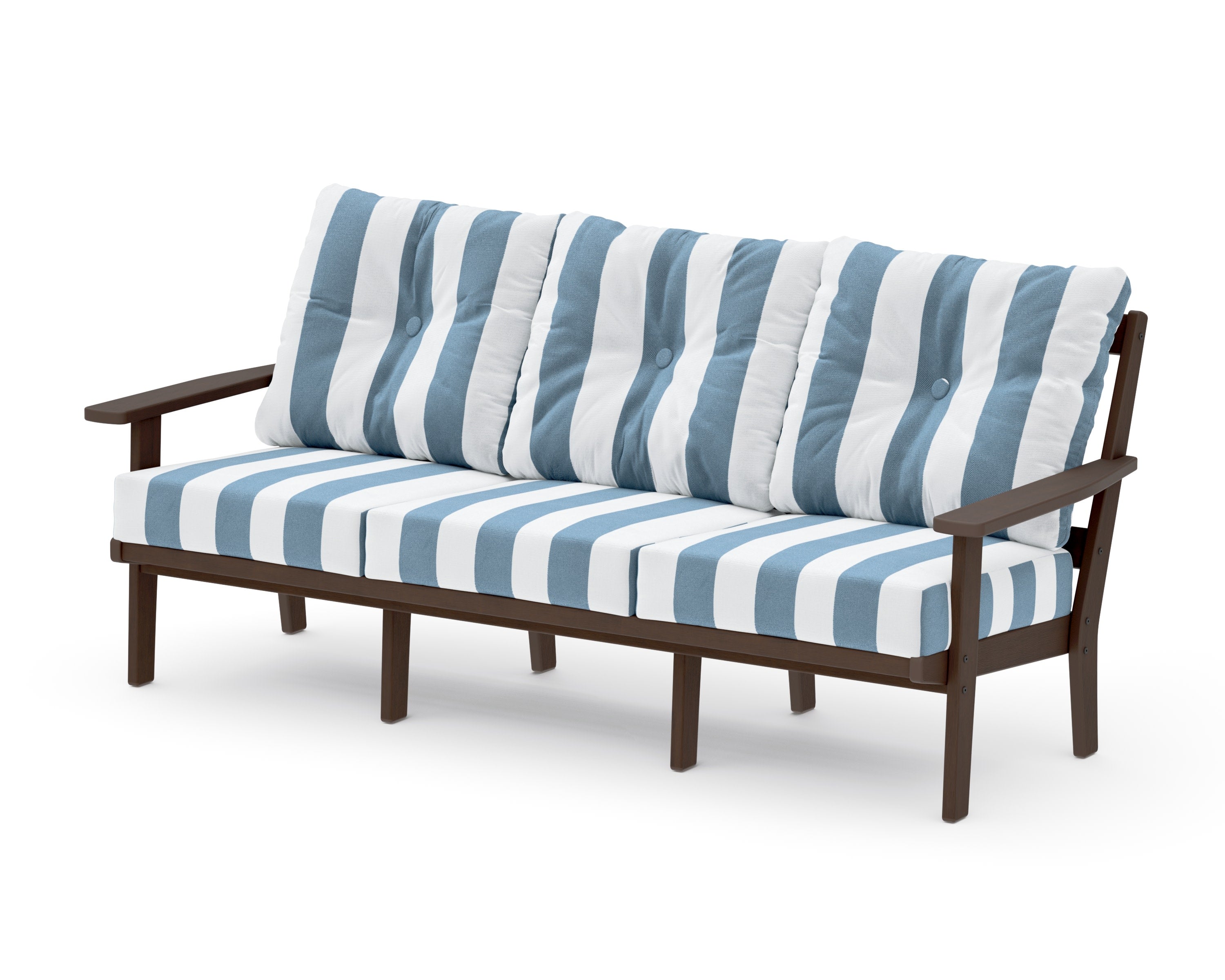 Oxford Deep Seating Sofa in Kona / Cabana Stripe Sky Blue