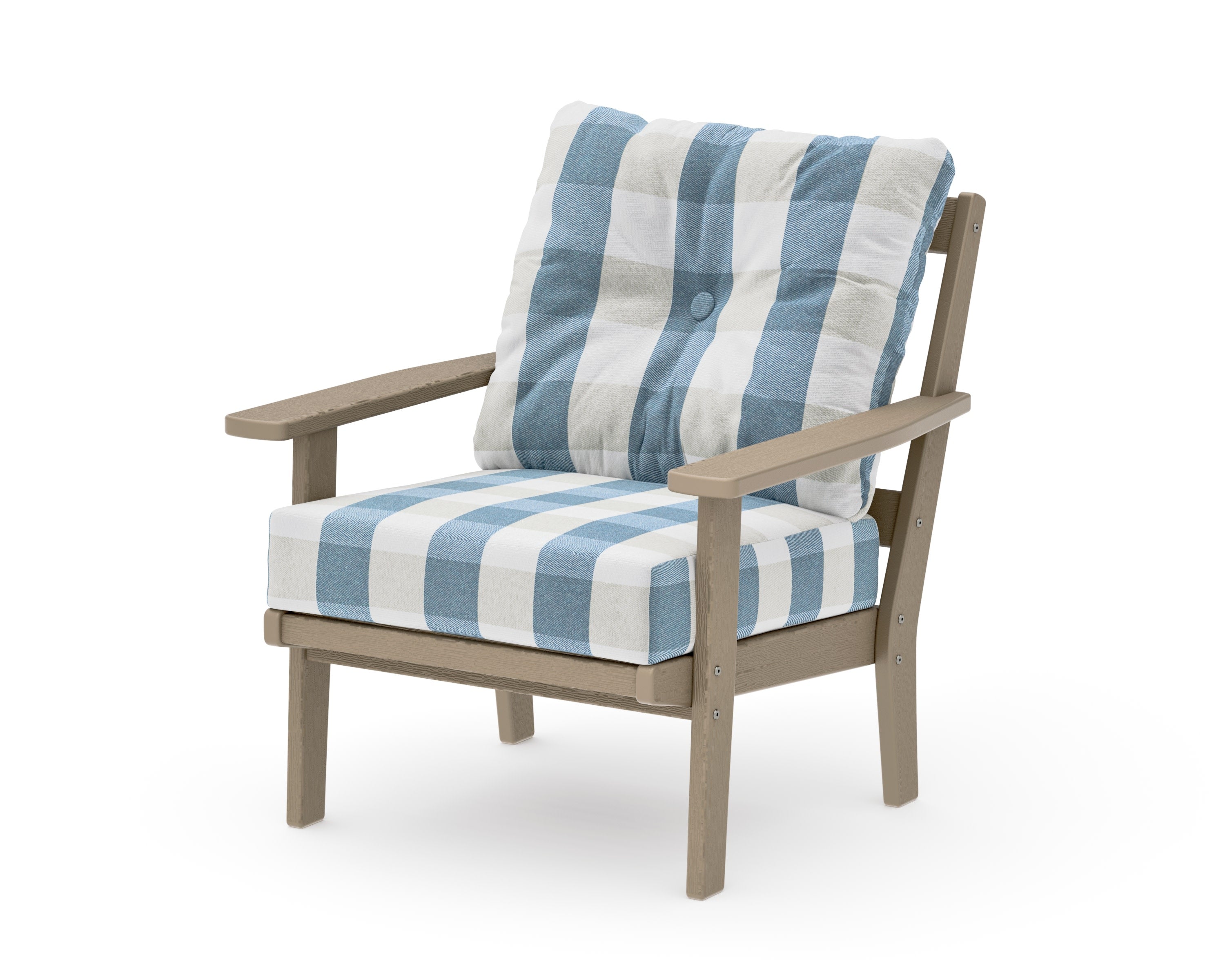 Prairie Deep Seating Chair in Vintage Sahara / Buffalo Plaid Sky Blue