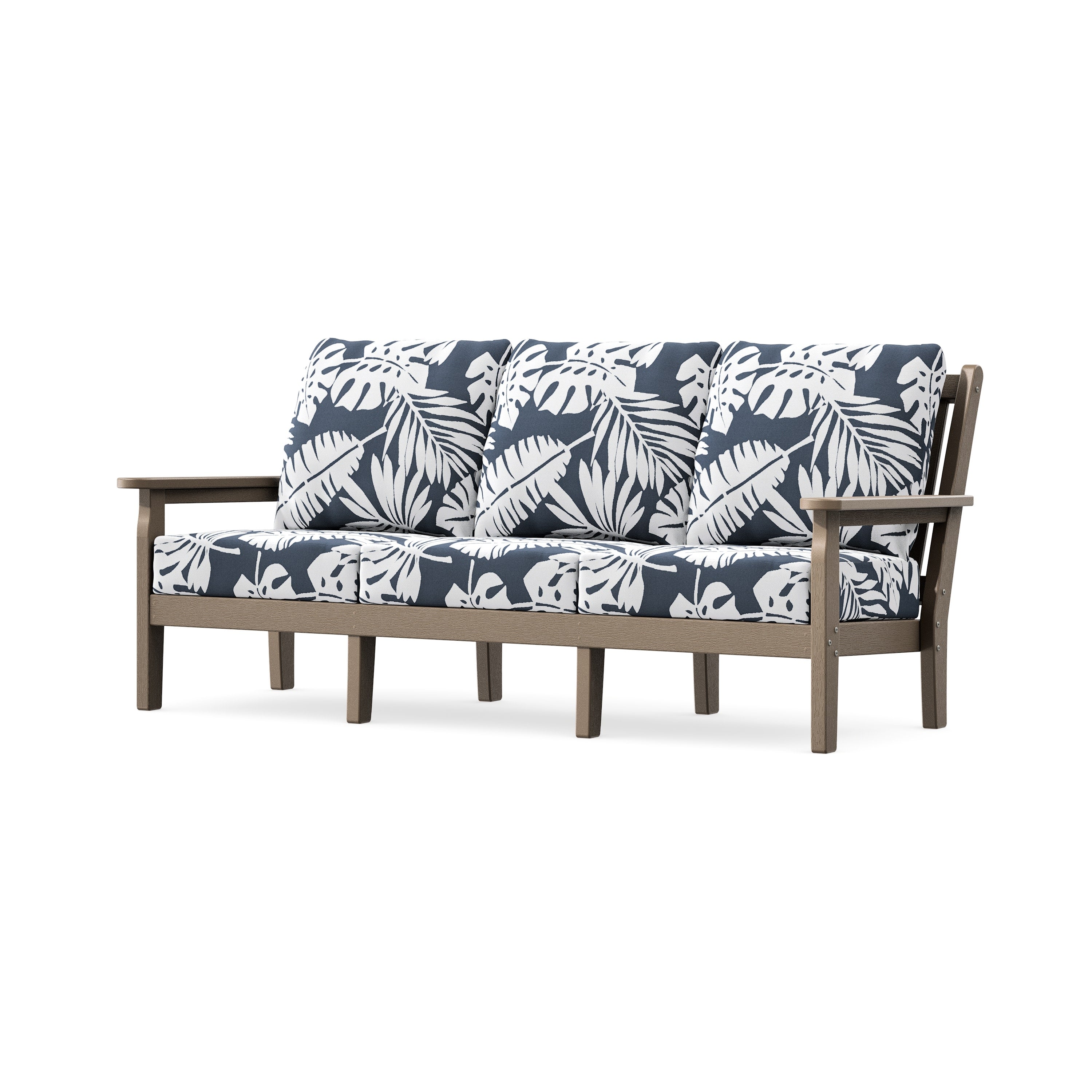 Chippendale Deep Seating Sofa in Vintage Sahara / Leaf Marine Indigo
