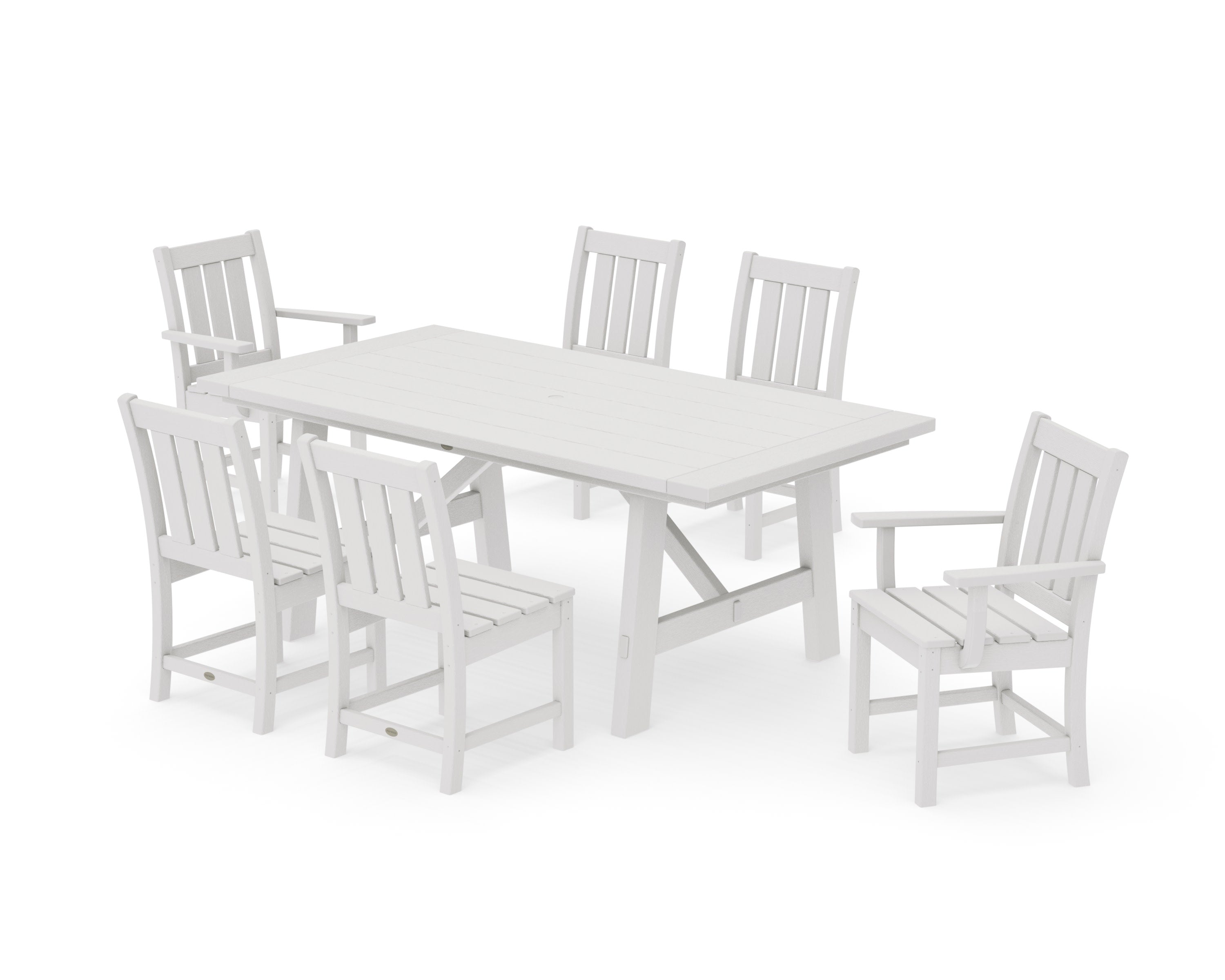 Oxford 7-Piece Rustic Farmhouse Dining Set in Vintage White