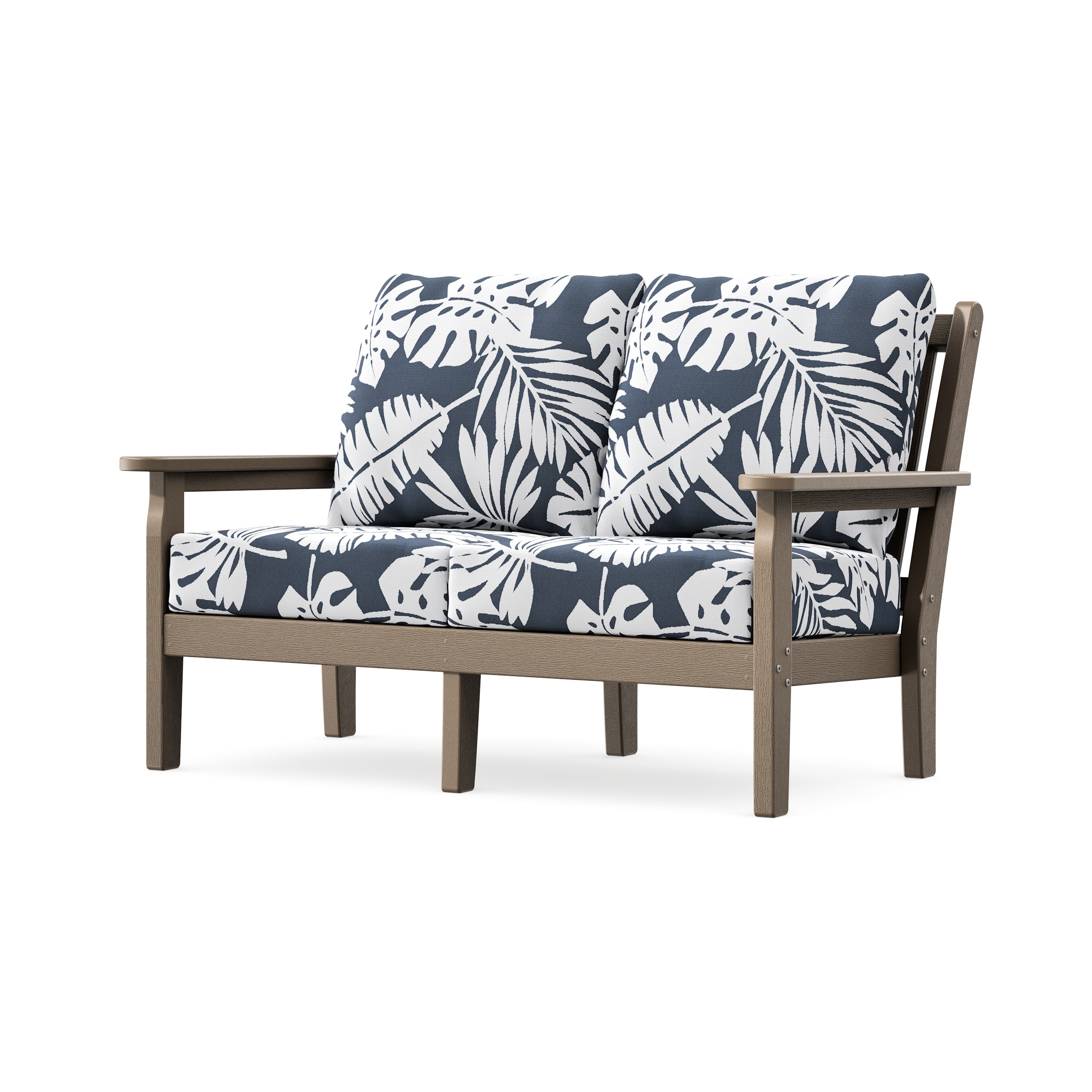 Chippendale Deep Seating Loveseat in Vintage Sahara / Leaf Marine Indigo