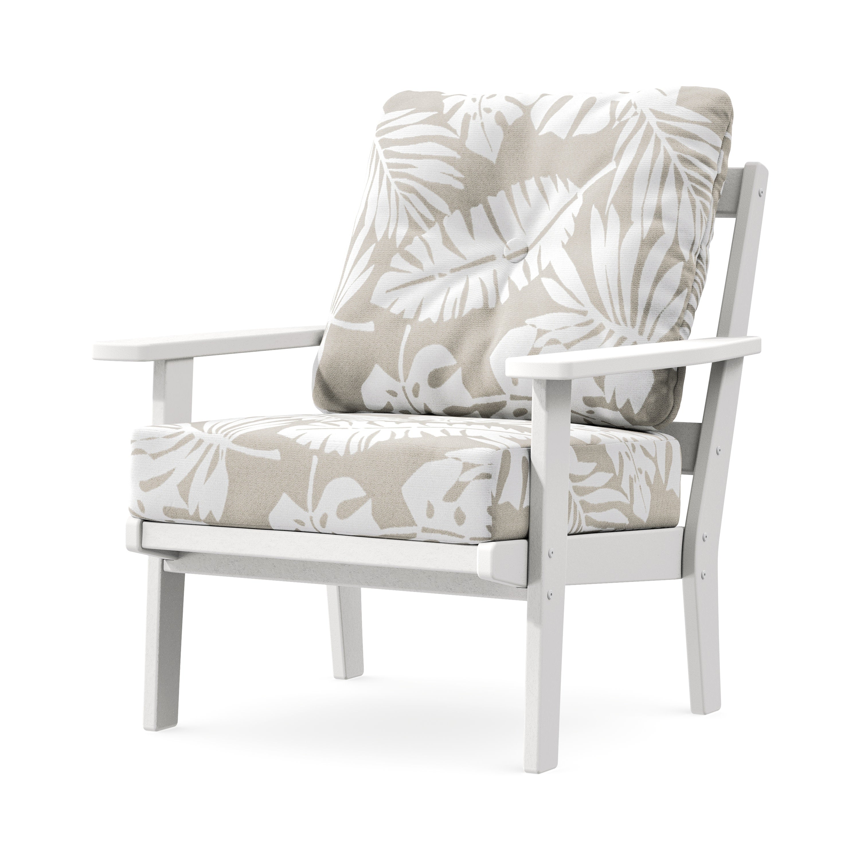 Prairie Deep Seating Chair in White / Leaf Dune Burlap