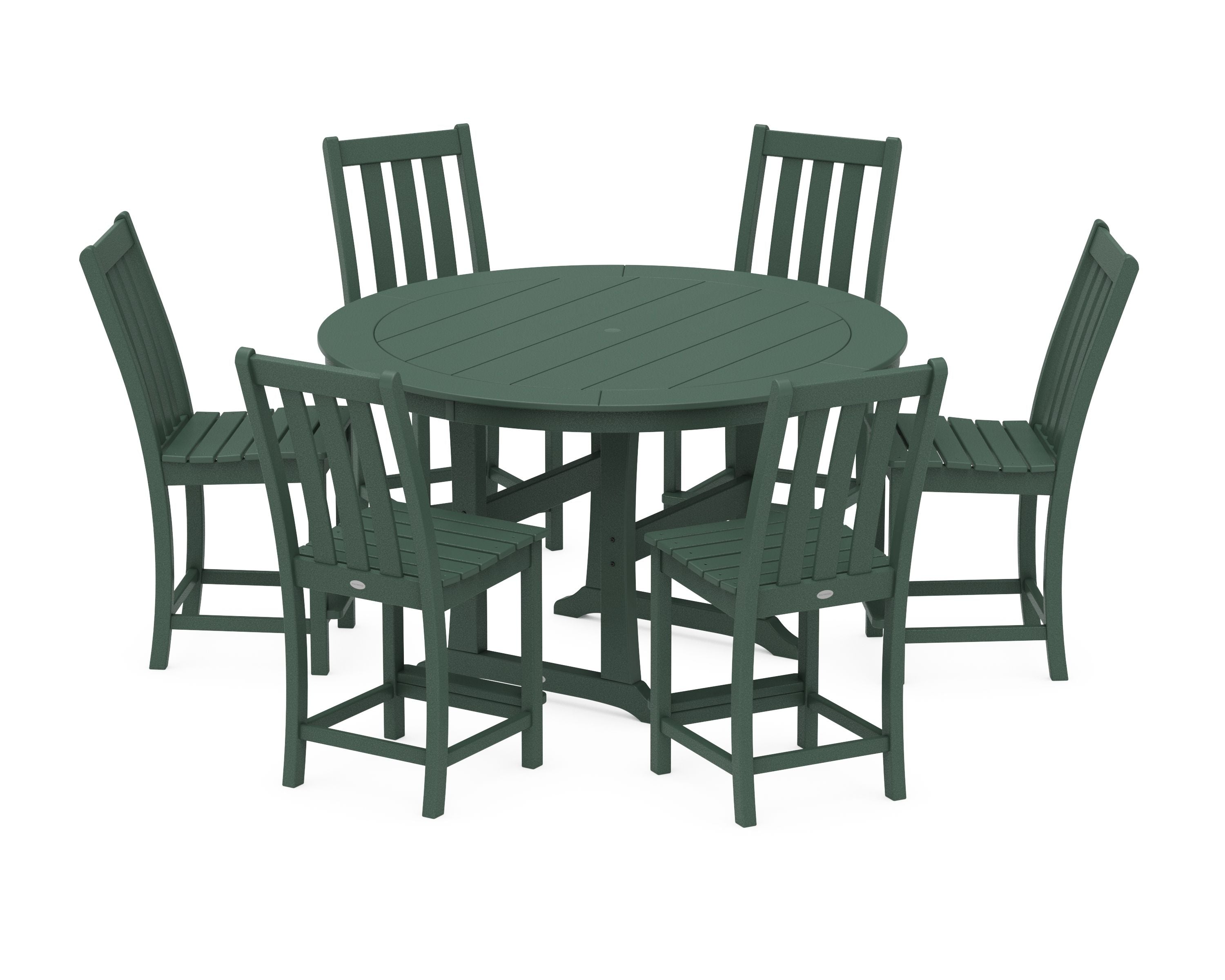 Vineyard 7-Piece Side Chair Round Counter Set in Green