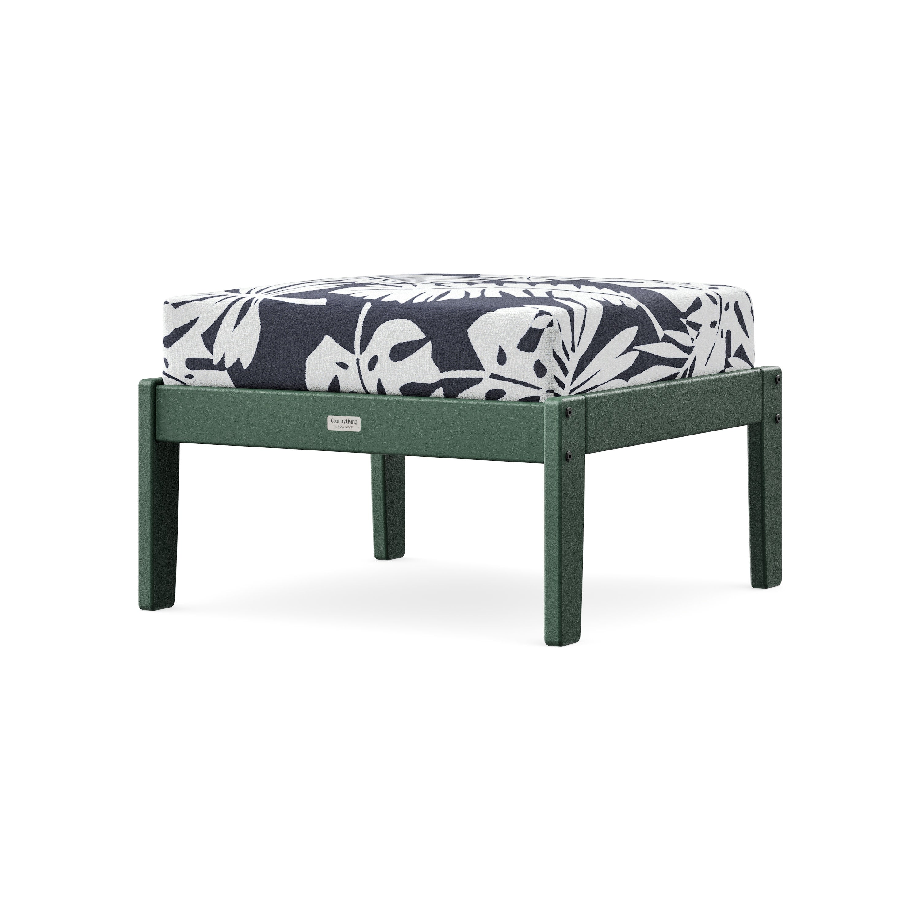 Cottage Deep Seating Ottoman in Green / Leaf Navy
