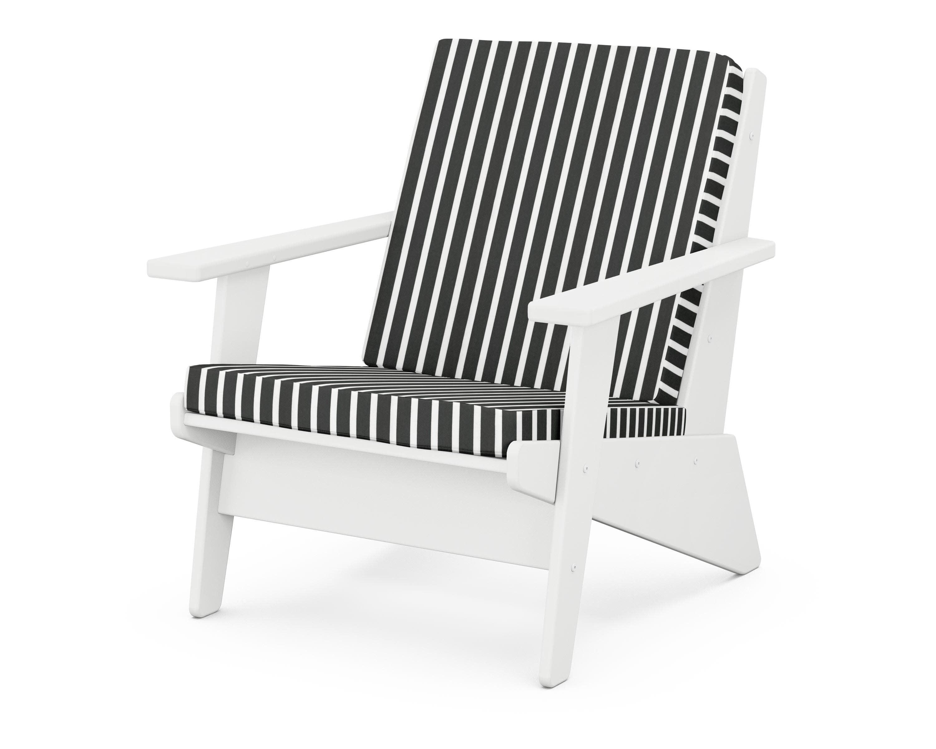 Riviera Modern Lounge Chair in White / Shore Classic