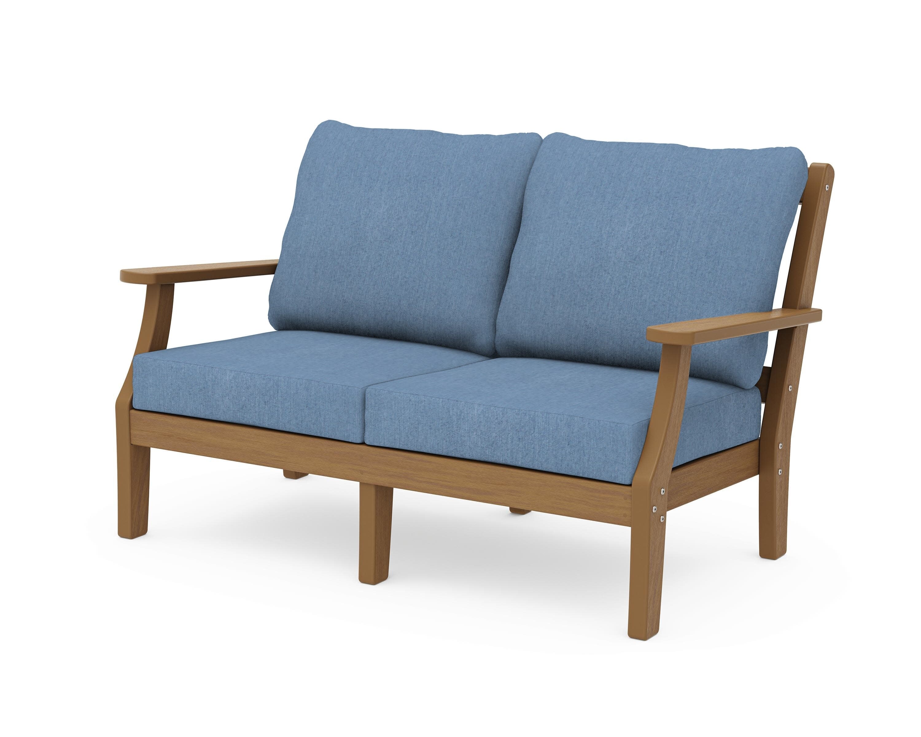 Chinoiserie Deep Seating Loveseat in Natural / Sky Blue