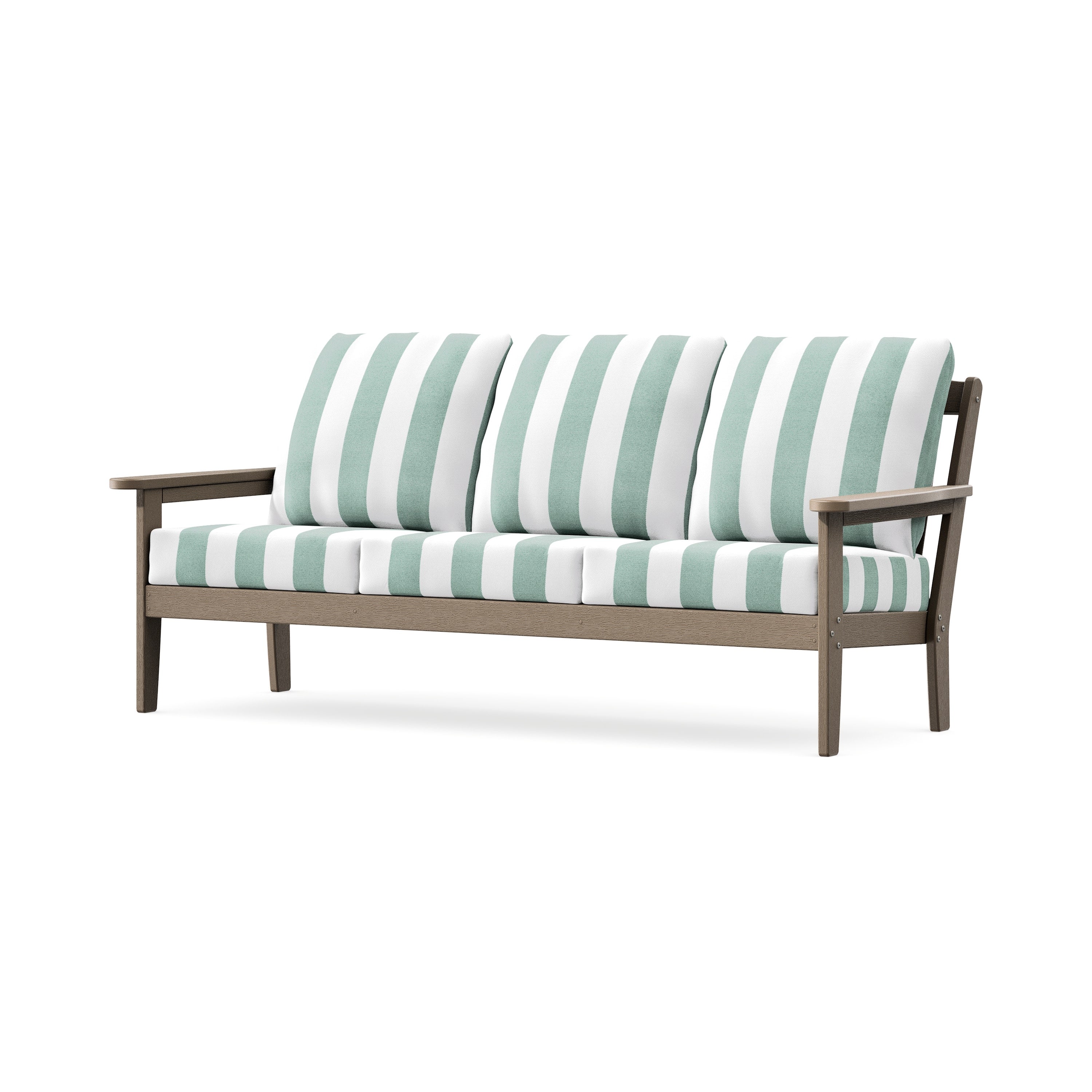 Cottage Deep Seating Sofa in Vintage Sahara / Cabana Stripe Glacier Spa