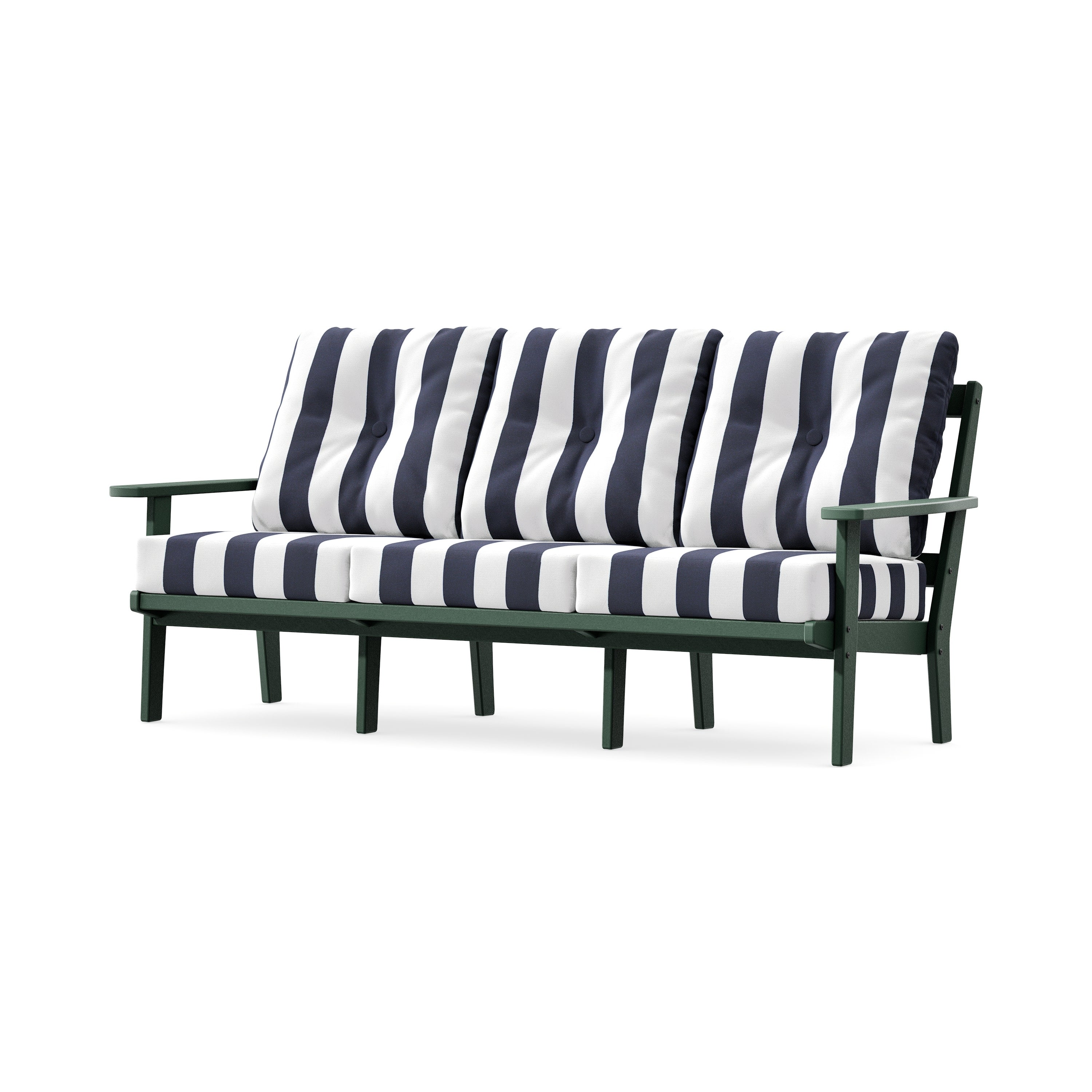 PrairieDeep Seating Sofa in Green / Cabana Stripe Navy