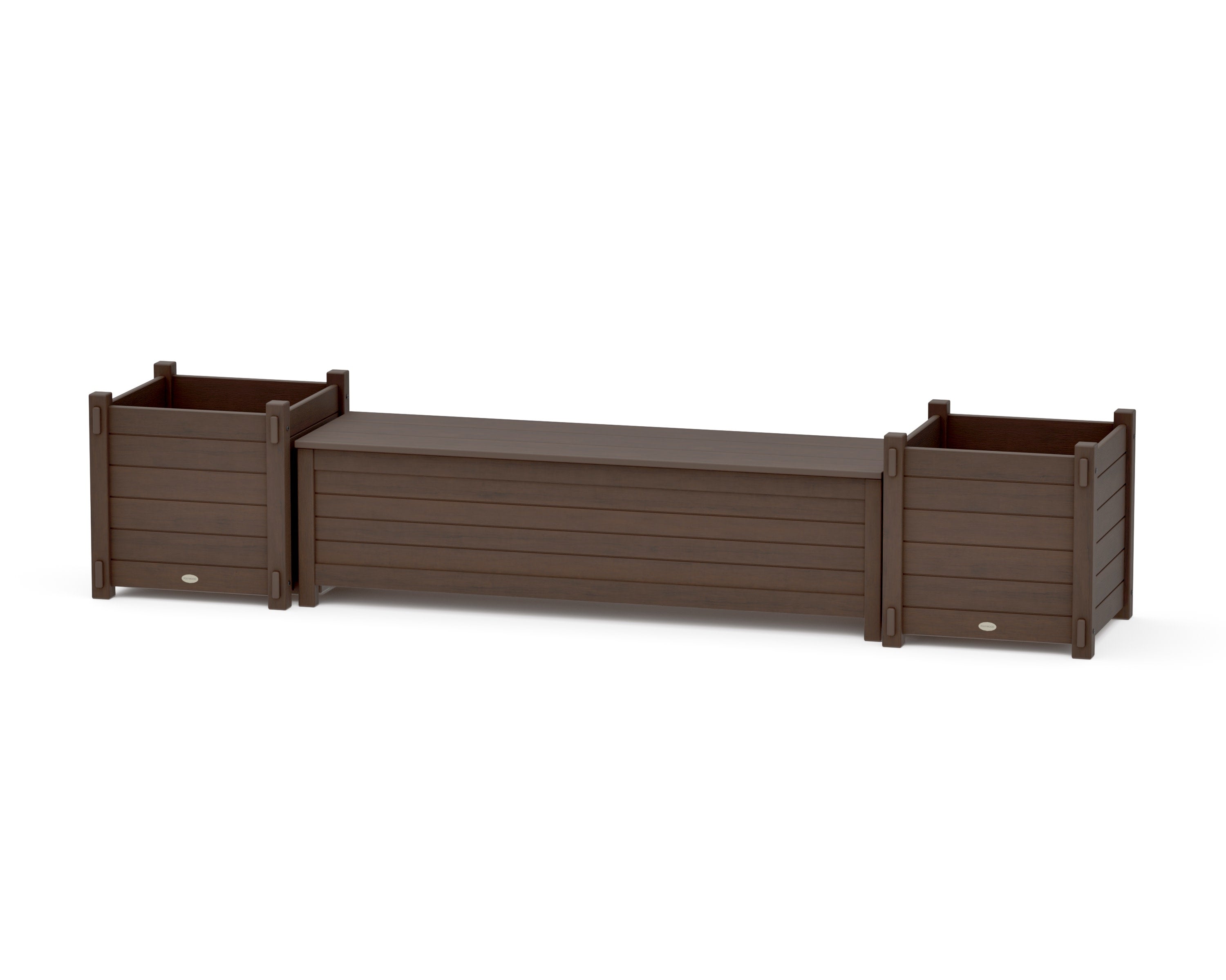 60" Nautical Straight Planter Storage Bench Set- Large in Kona