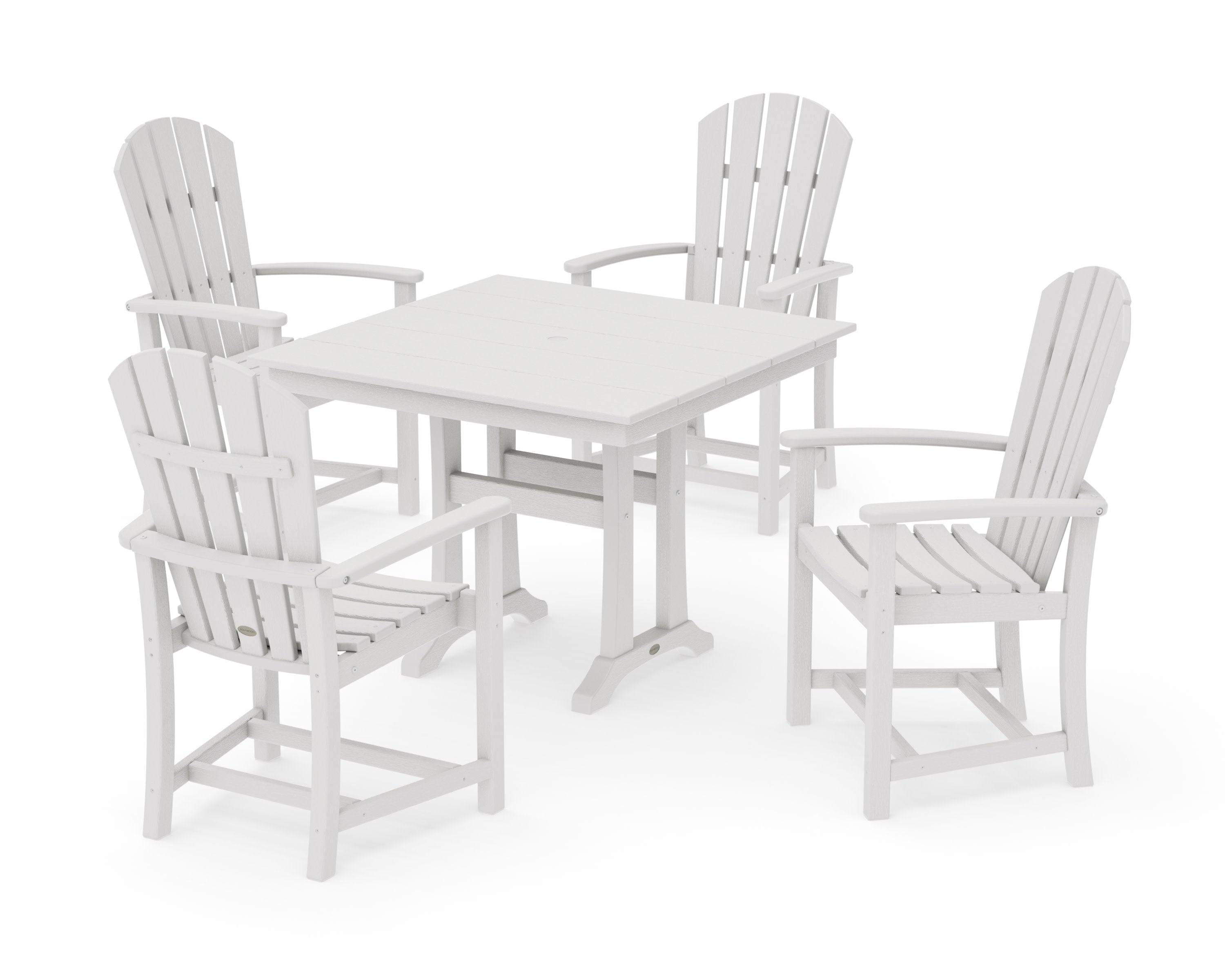 Palm Coast 5-Piece Farmhouse Dining Set With Trestle Legs in Vintage White