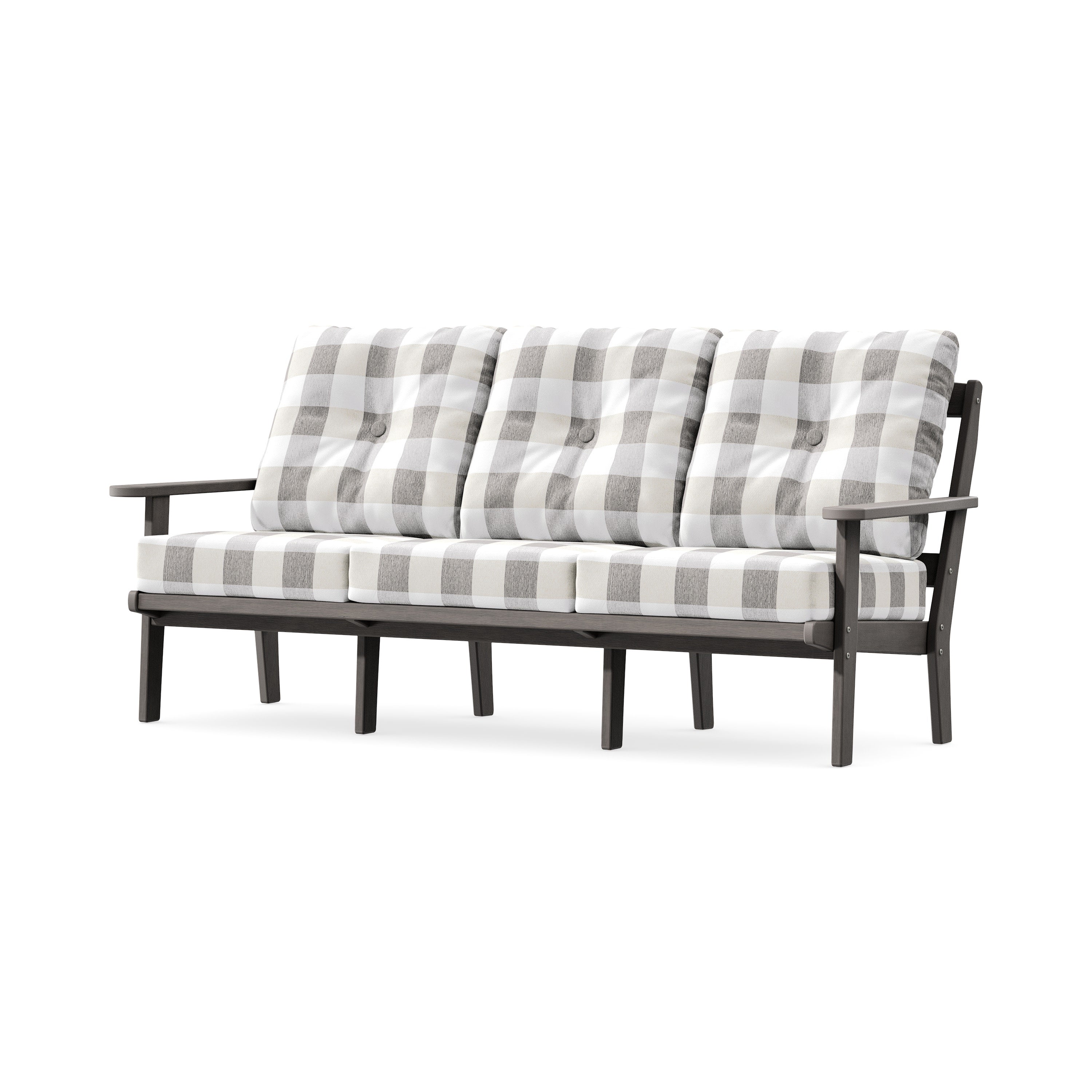 Mission Deep Seating Sofa in Driftwood / Buffalo Plaid Grey Mist
