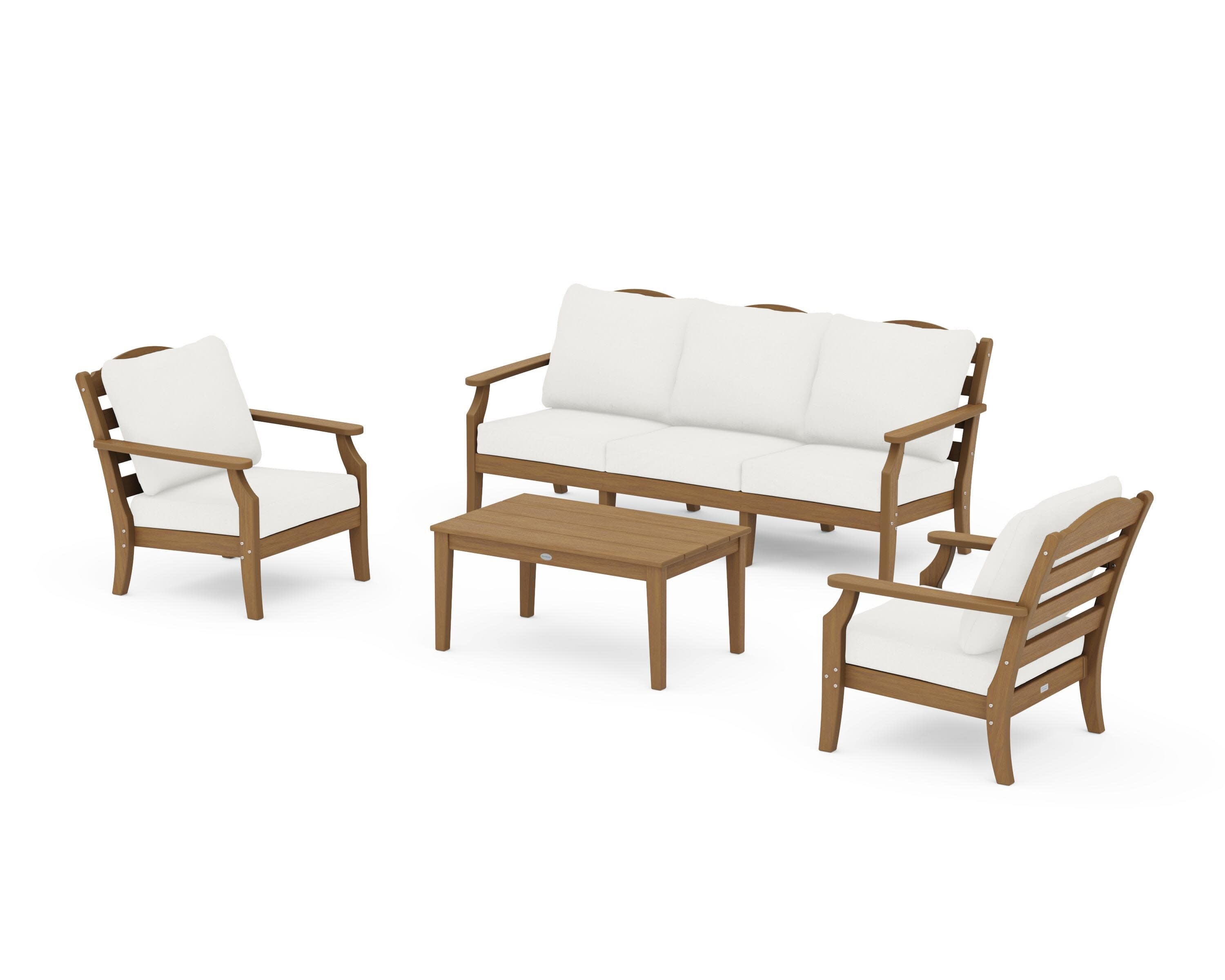 Savannah 4-Piece Deep Seating Set with Sofa in Natural / Natural Linen