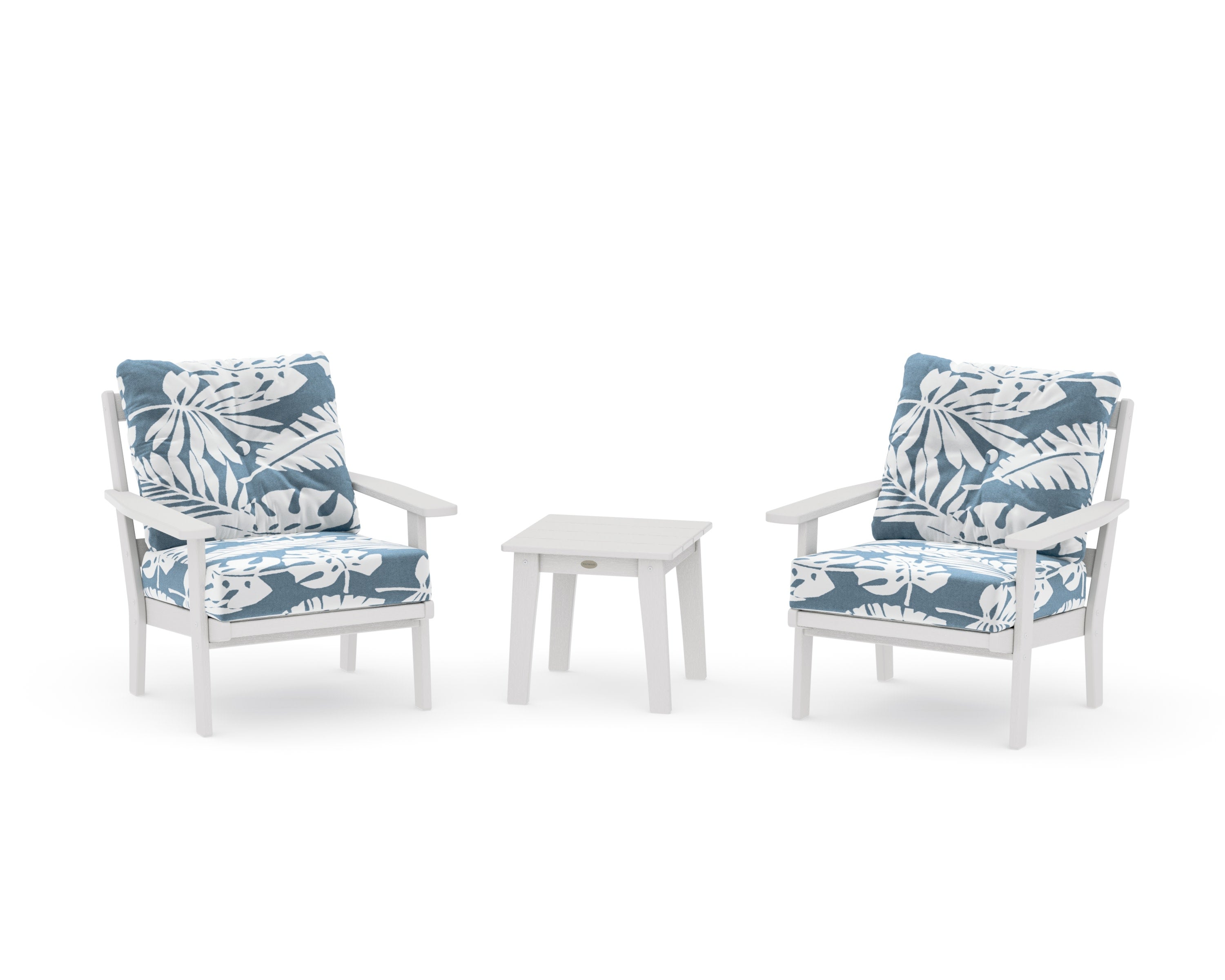 Prairie 3-Piece Deep Seating Set in Vintage White / Leaf Sky Blue