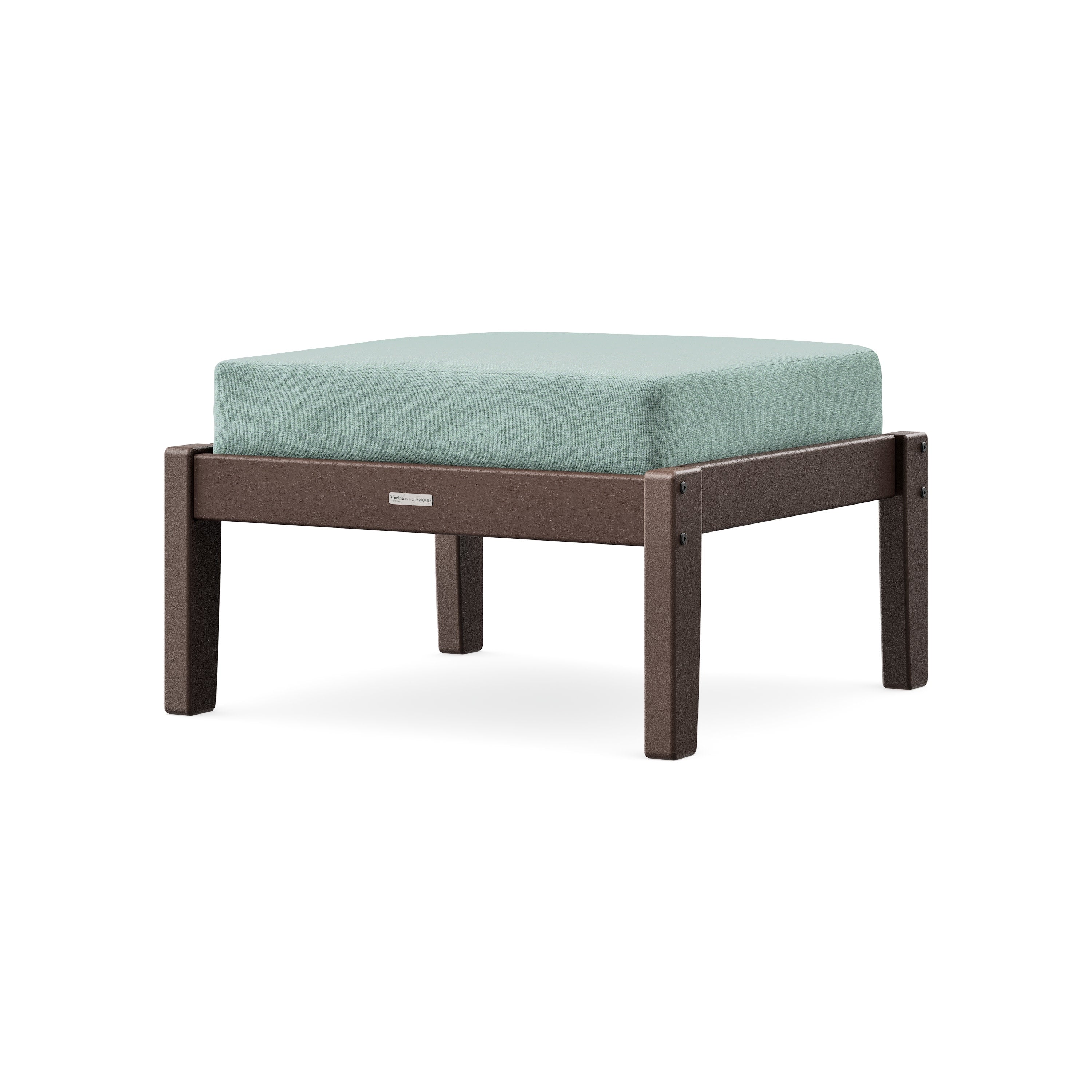 Chinoiserie Deep Seating Ottoman in Mahogany / Glacier Spa