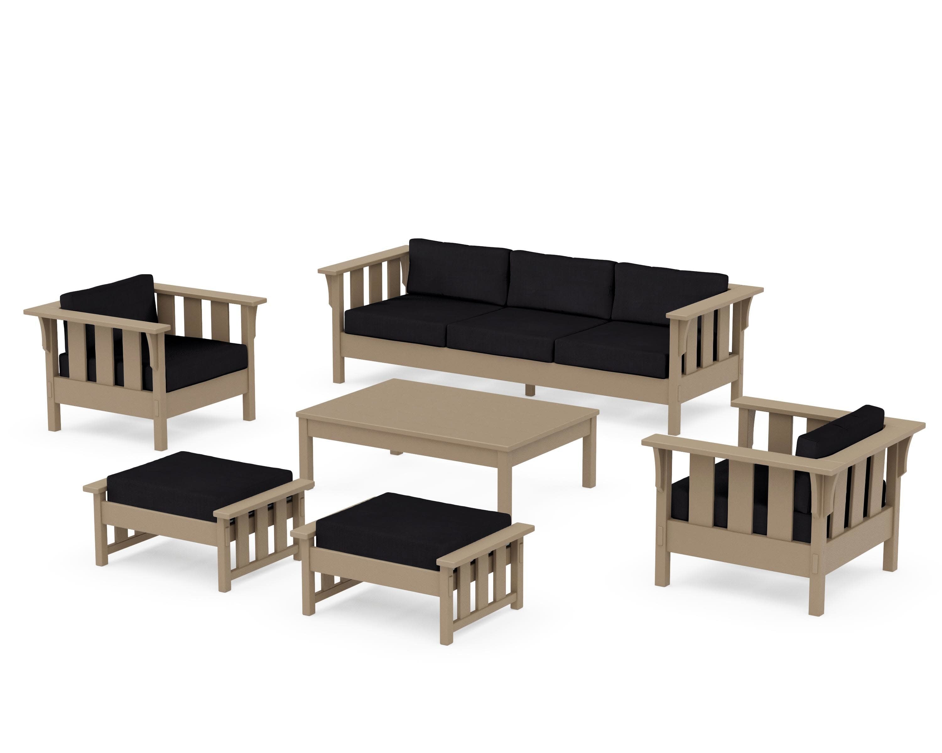 Acadia 6-Piece Lounge Sofa Set in Vintage Sahara / Midnight Linen