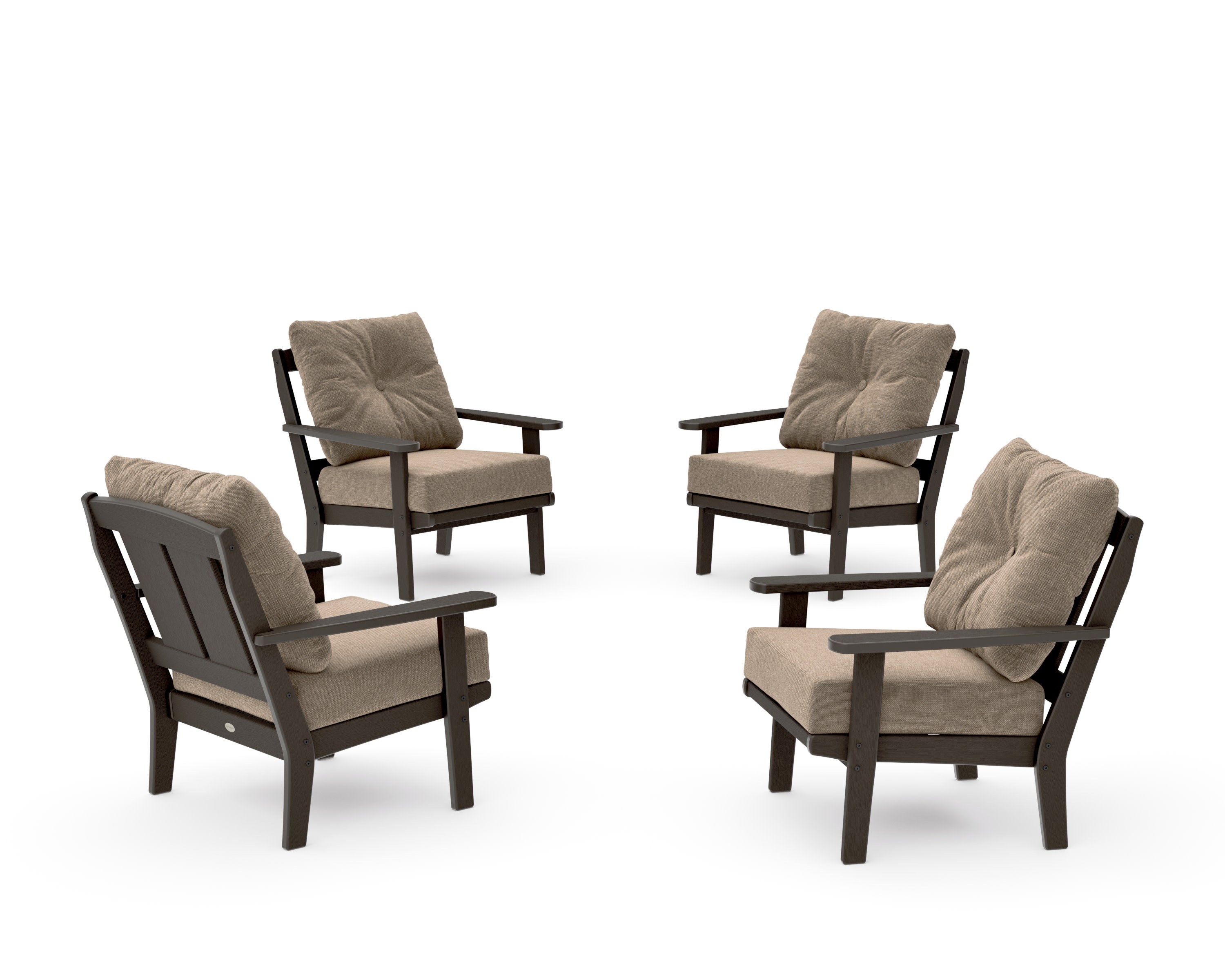 Mission 5-Piece Deep Seating Set with Fire Pit Table in Vintage Coffee / Spiced Burlap