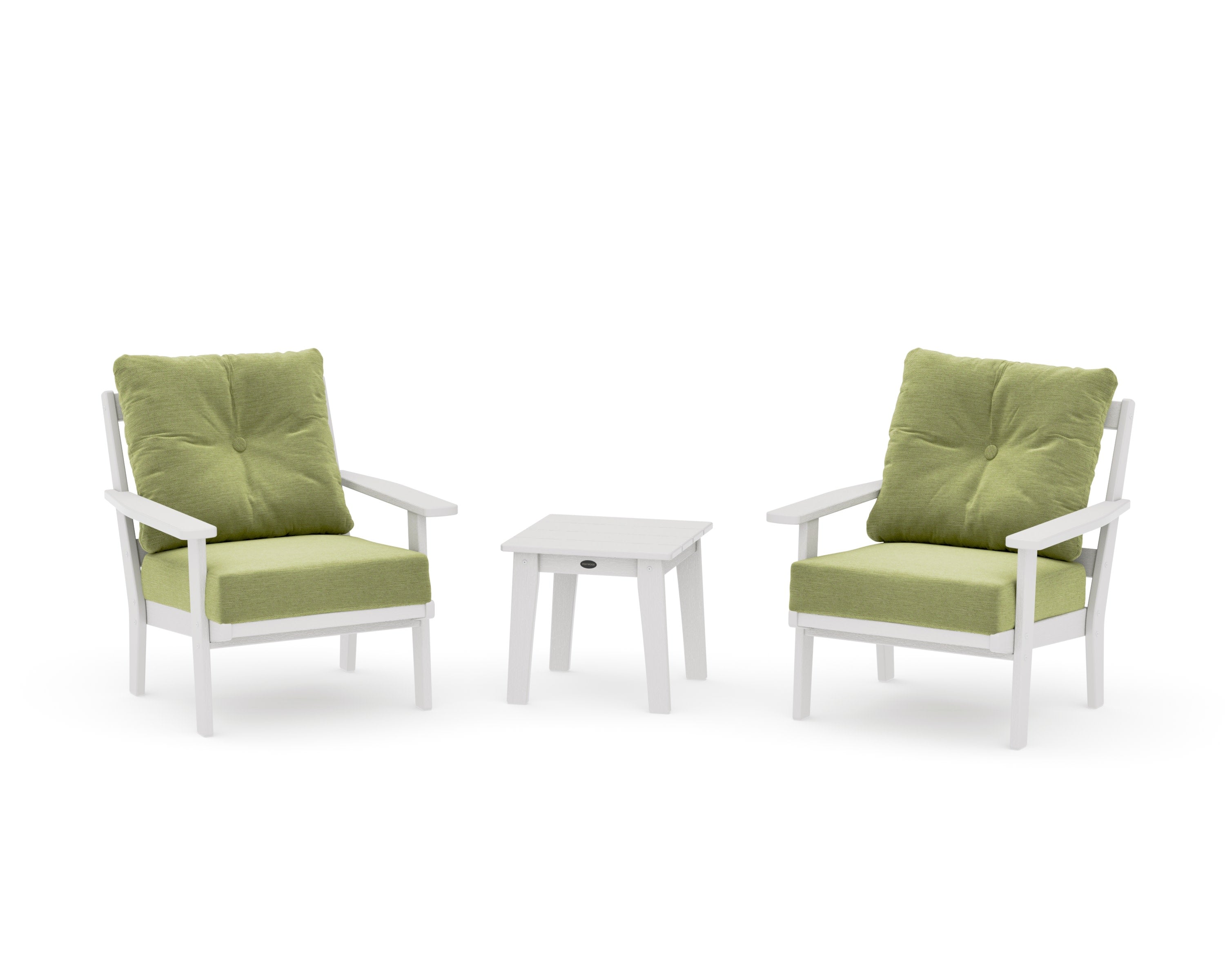 Oxford 3-Piece Deep Seating Set in Vintage White / Chartreuse Boucle