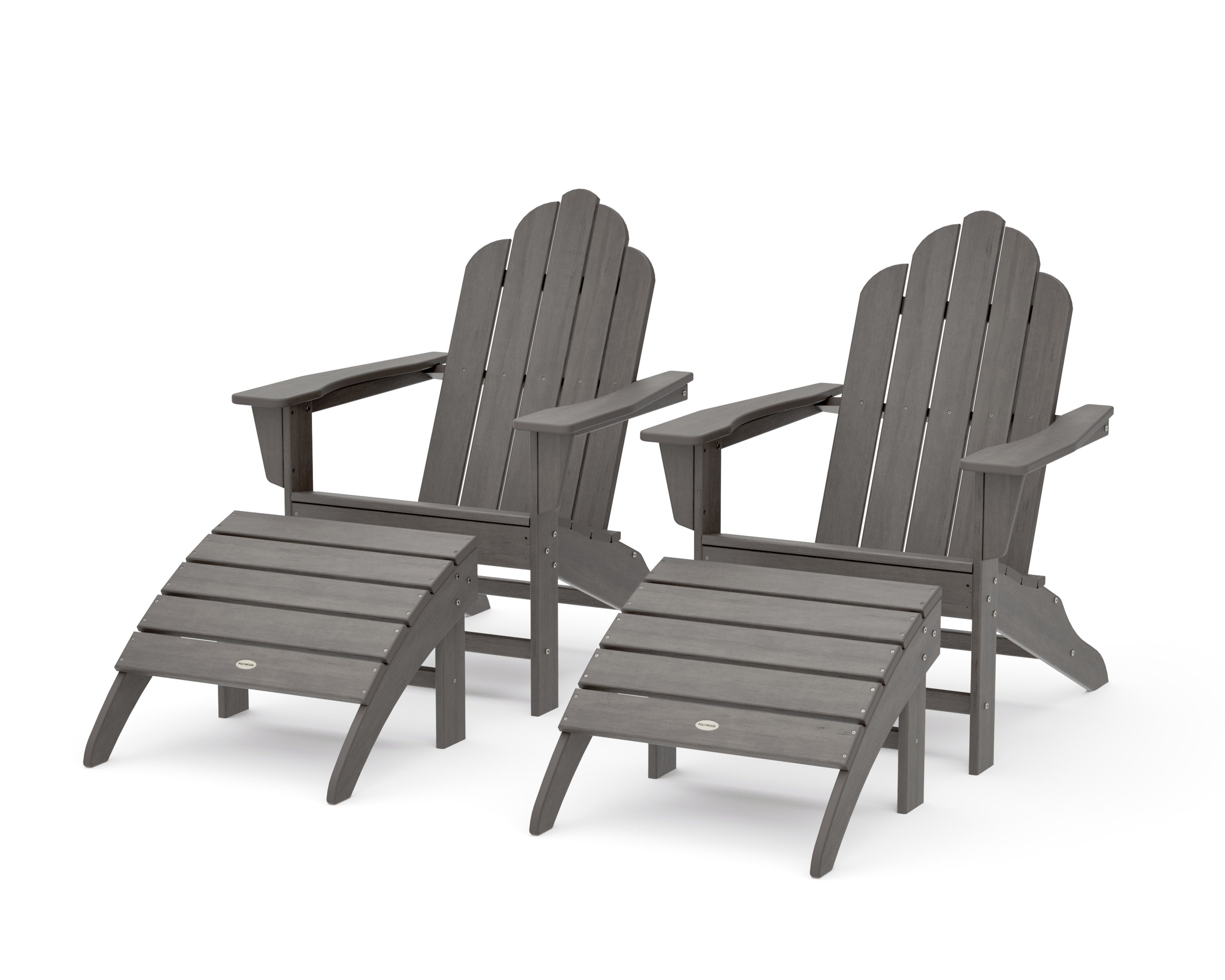 Long Island Adirondack Chair 4-Piece Set with Ottomans in Driftwood