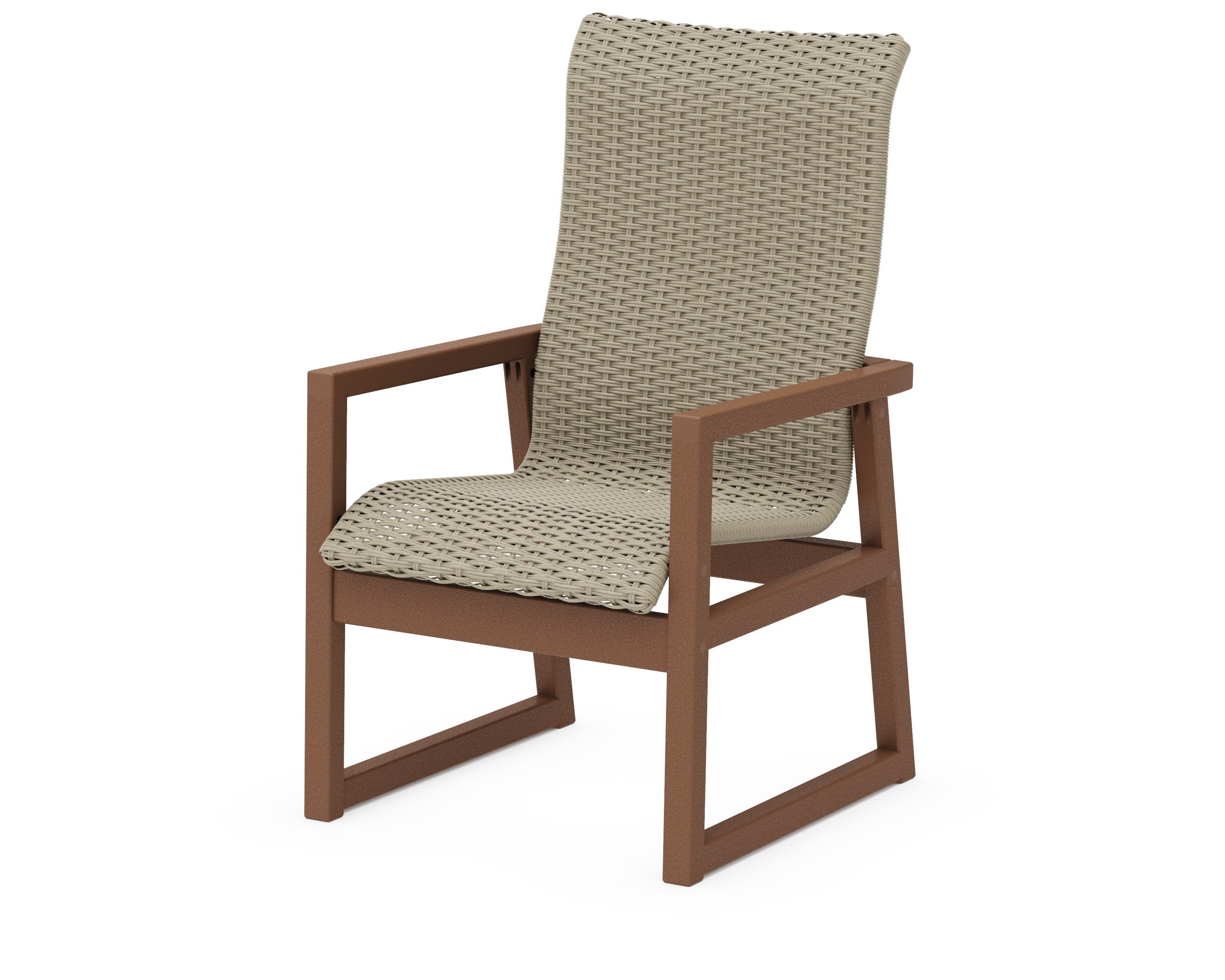 EDGE Woven High-Back Dining Arm Chair in Teak / Dune Grass