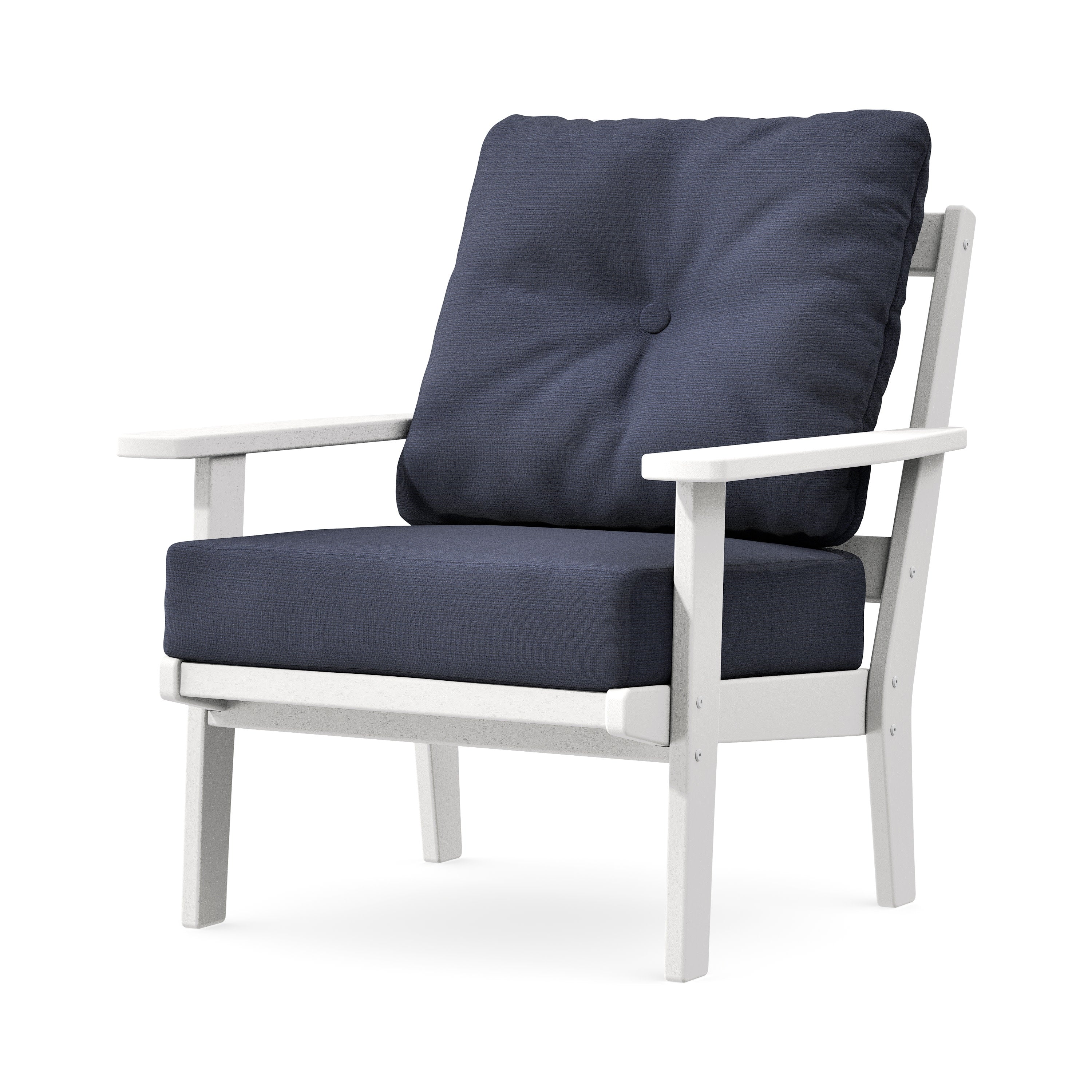 Prairie Deep Seating Chair in White / Navy Linen