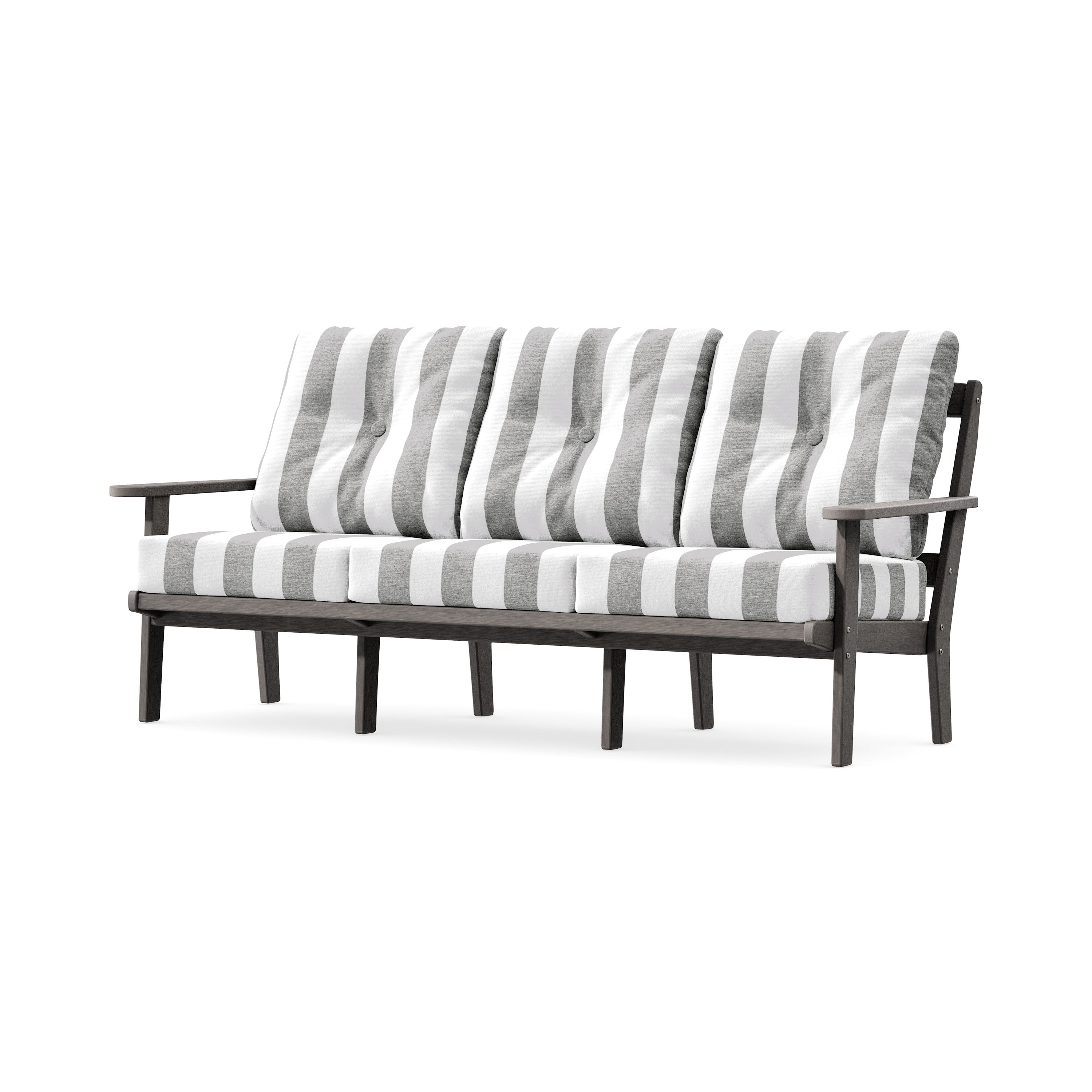 Mission Deep Seating Sofa in Driftwood / Cabana Stripe Grey Mist