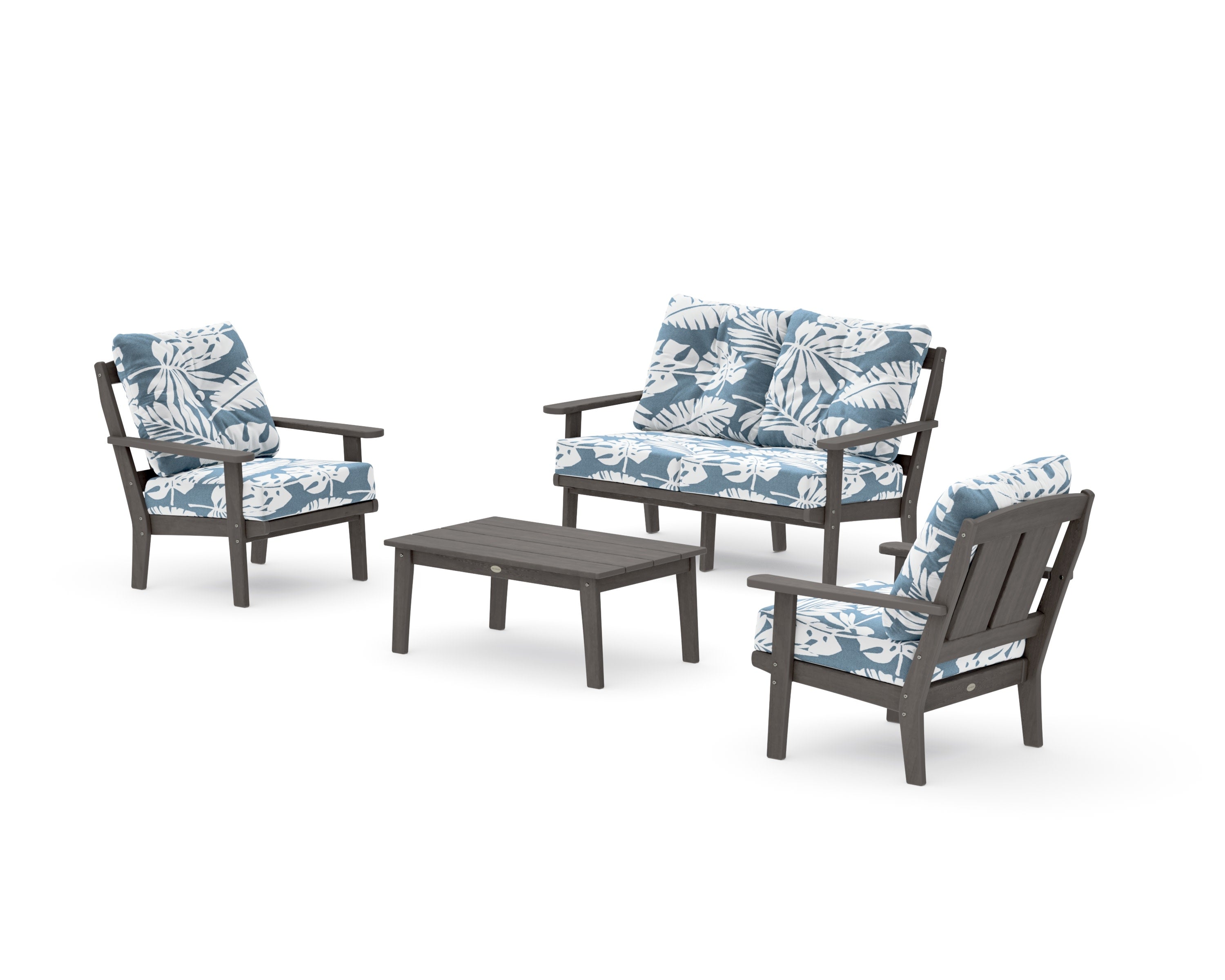 Mission 4-Piece Deep Seating Set with Loveseat in Driftwood / Leaf Sky Blue
