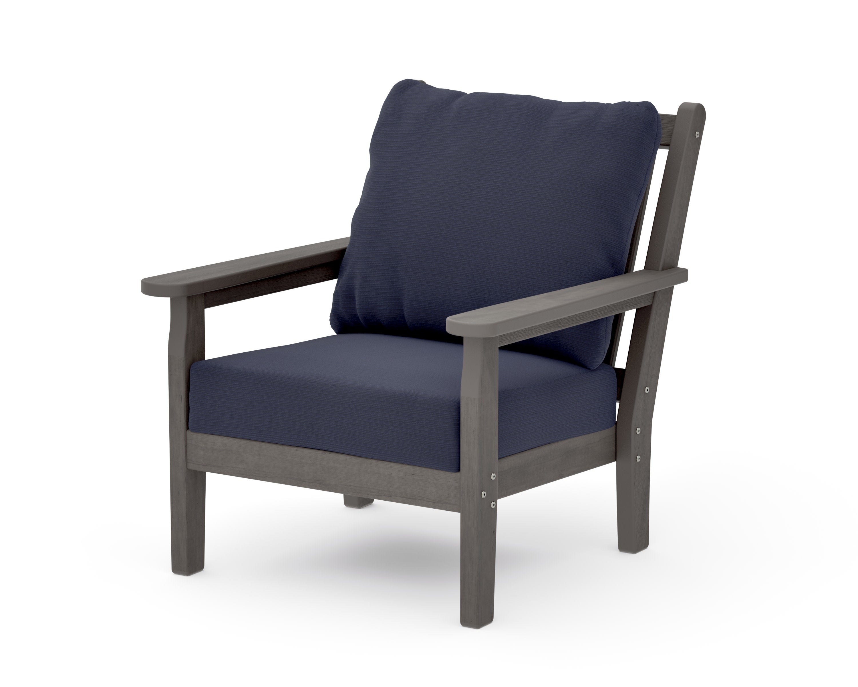 Chippendale Deep Seating Chair in Driftwood / Navy Linen