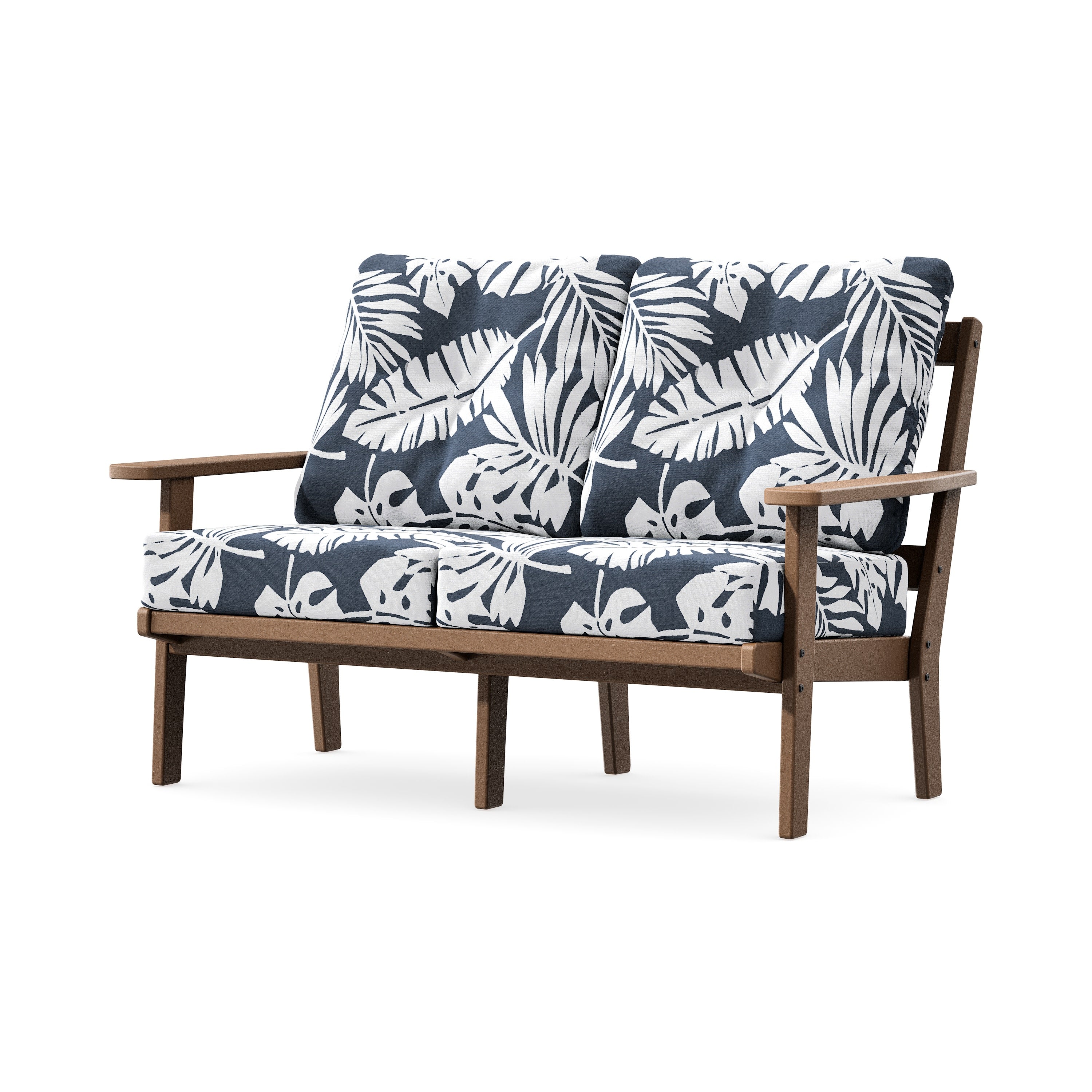 Oxford Deep SeatingLoveseat in Teak / Leaf Marine Indigo