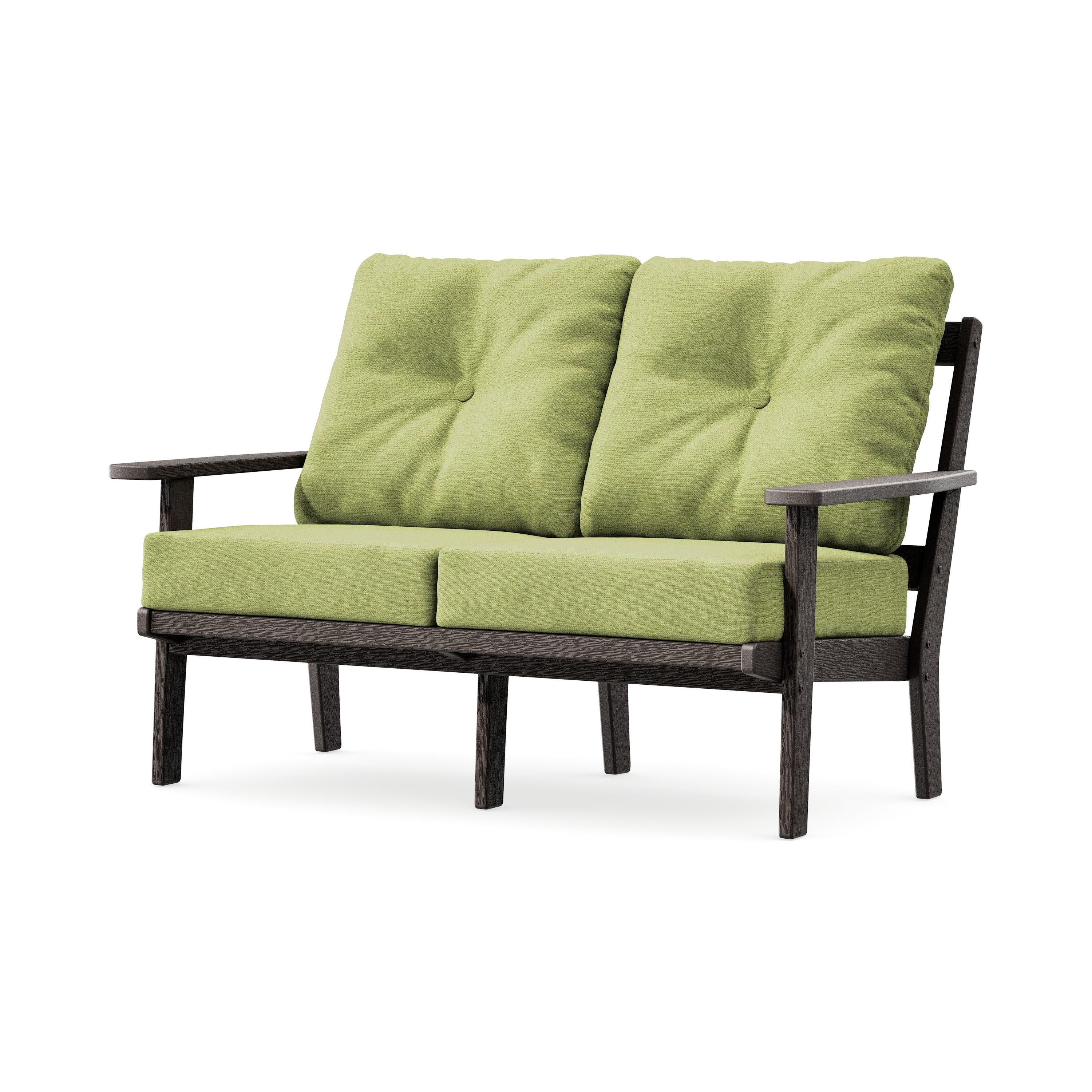 Oxford Deep SeatingLoveseat in Vintage Coffee / Chartreuse Boucle