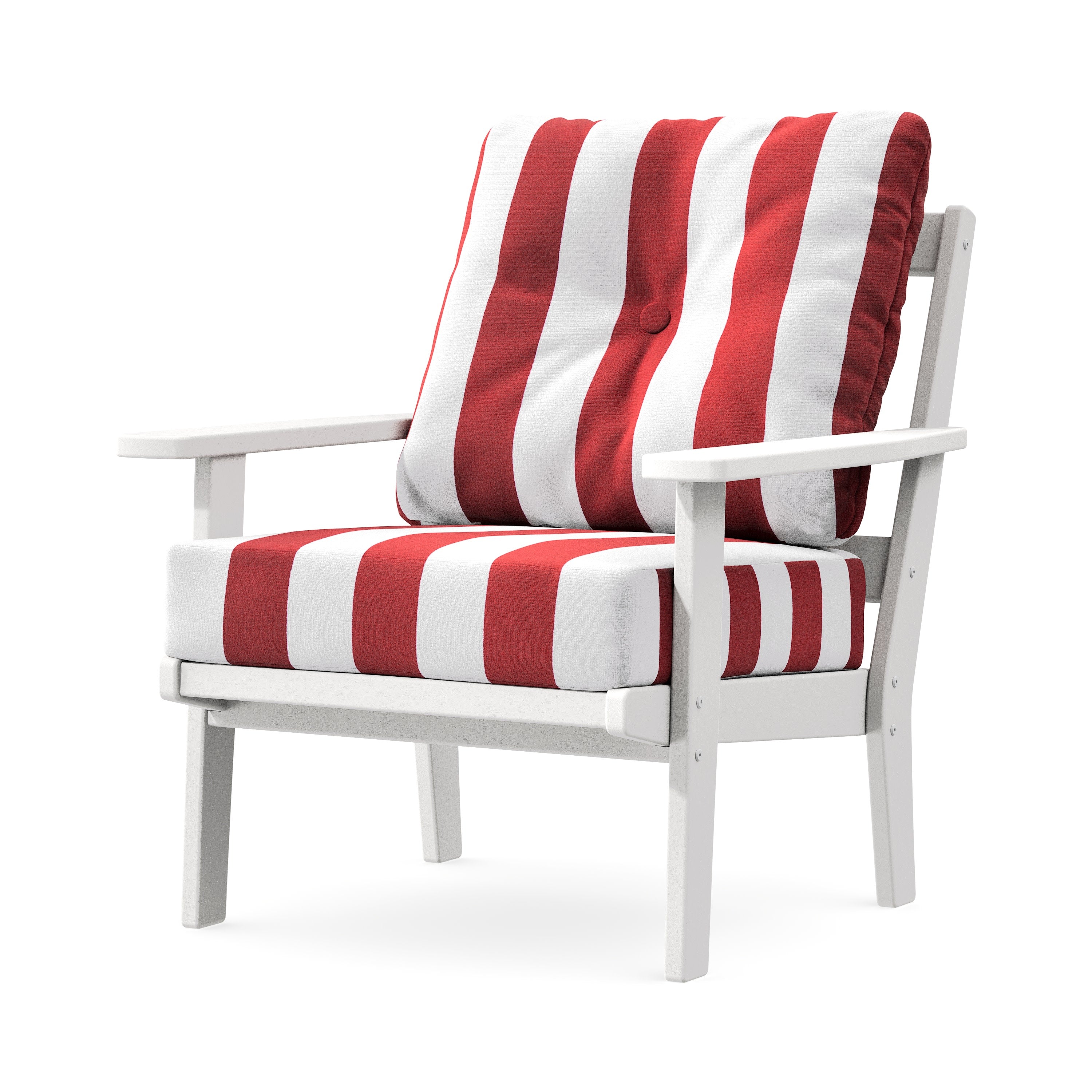 Prairie Deep Seating Chair in White / Cabana Stripe Crimson