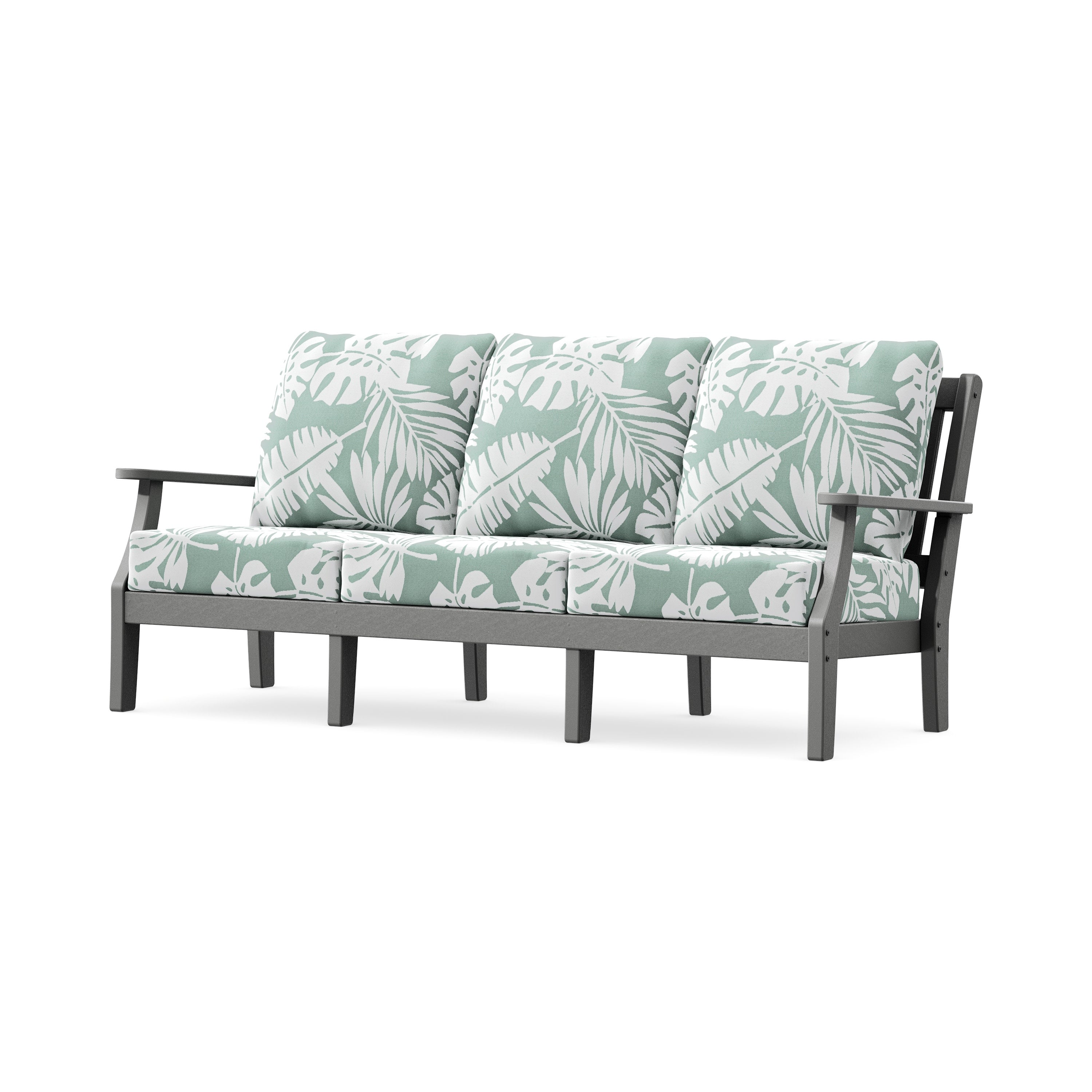 Chinoiserie Deep Seating Sofa in Slate Grey / Leaf Glacier Spa