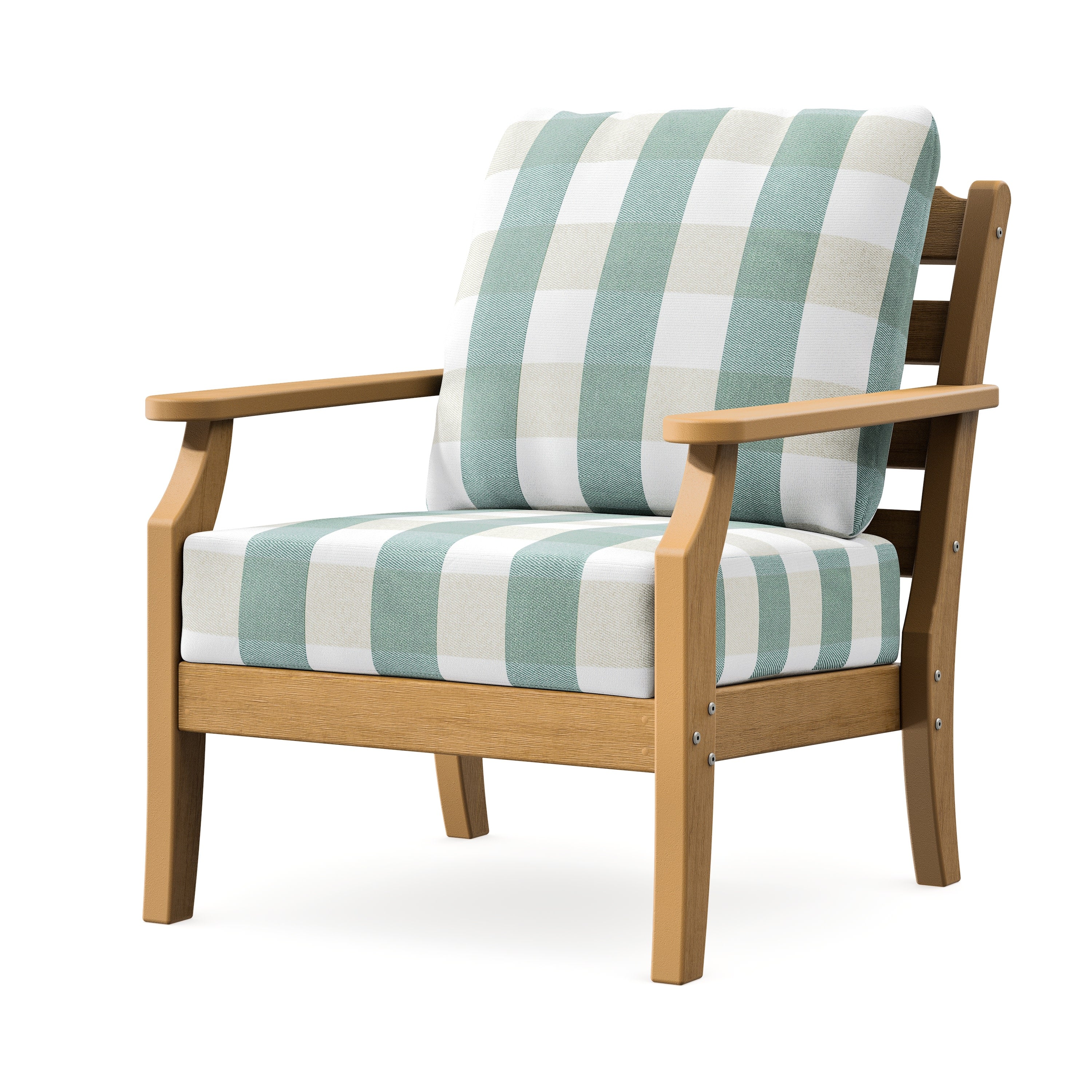 Savannah Deep Seating Chair in Natural / Buffalo Plaid Glacier Spa