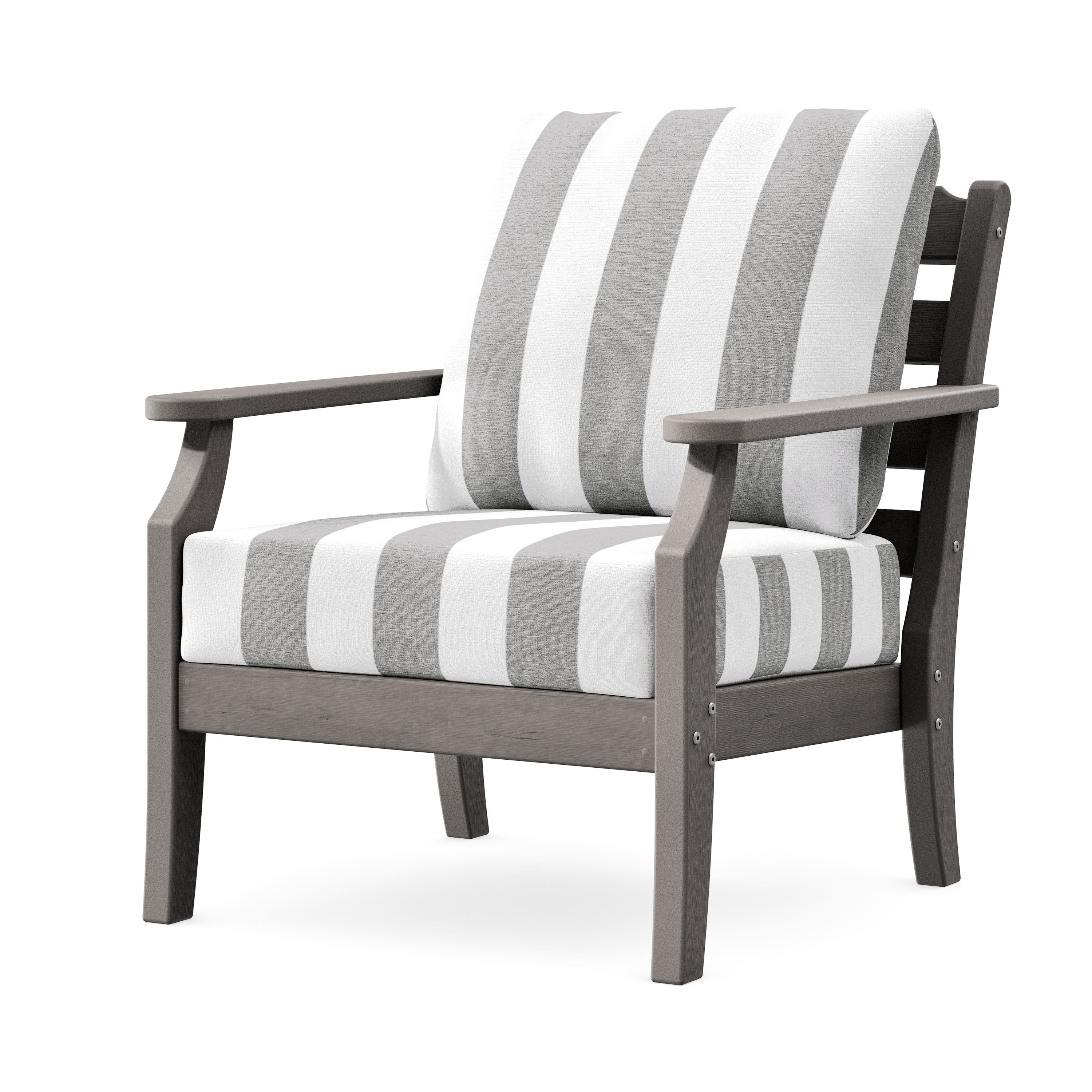 Savannah Deep Seating Chair in Driftwood / Cabana Stripe Grey Mist