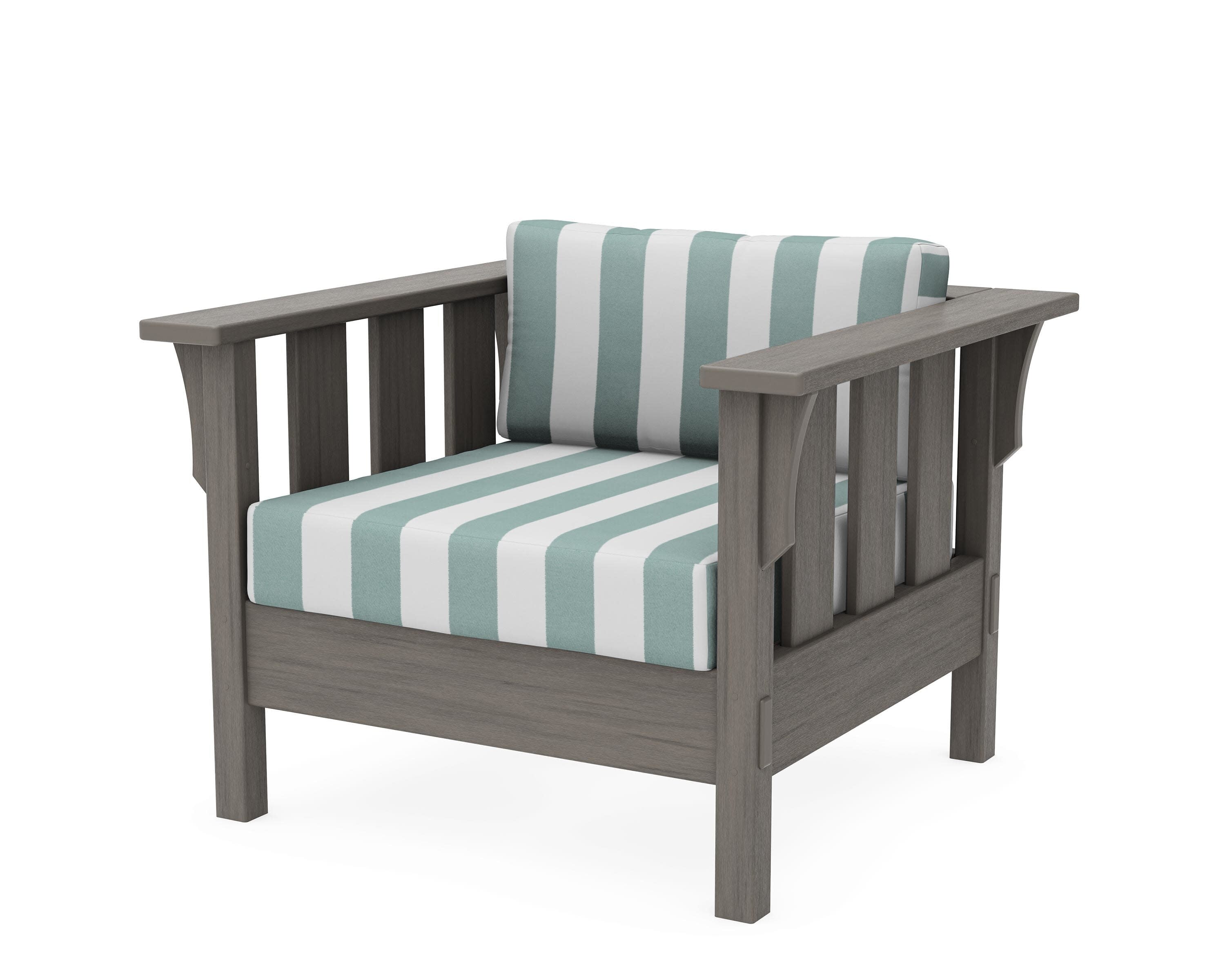 Acadia Deep Seating Chair in Driftwood / Cabana Stripe Glacier Spa