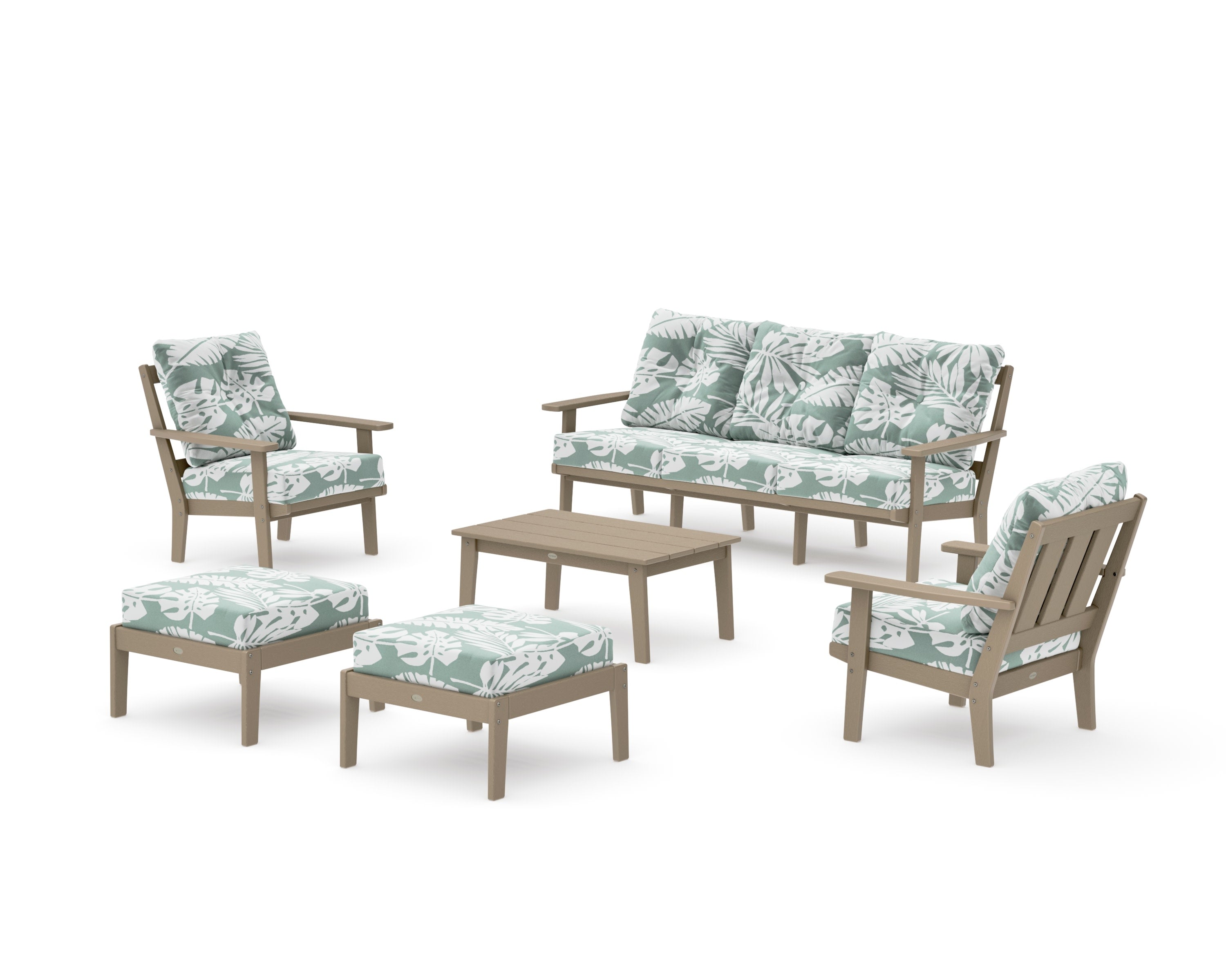 Oxford 6-Piece Lounge Sofa Set in Vintage Sahara / Leaf Glacier Spa